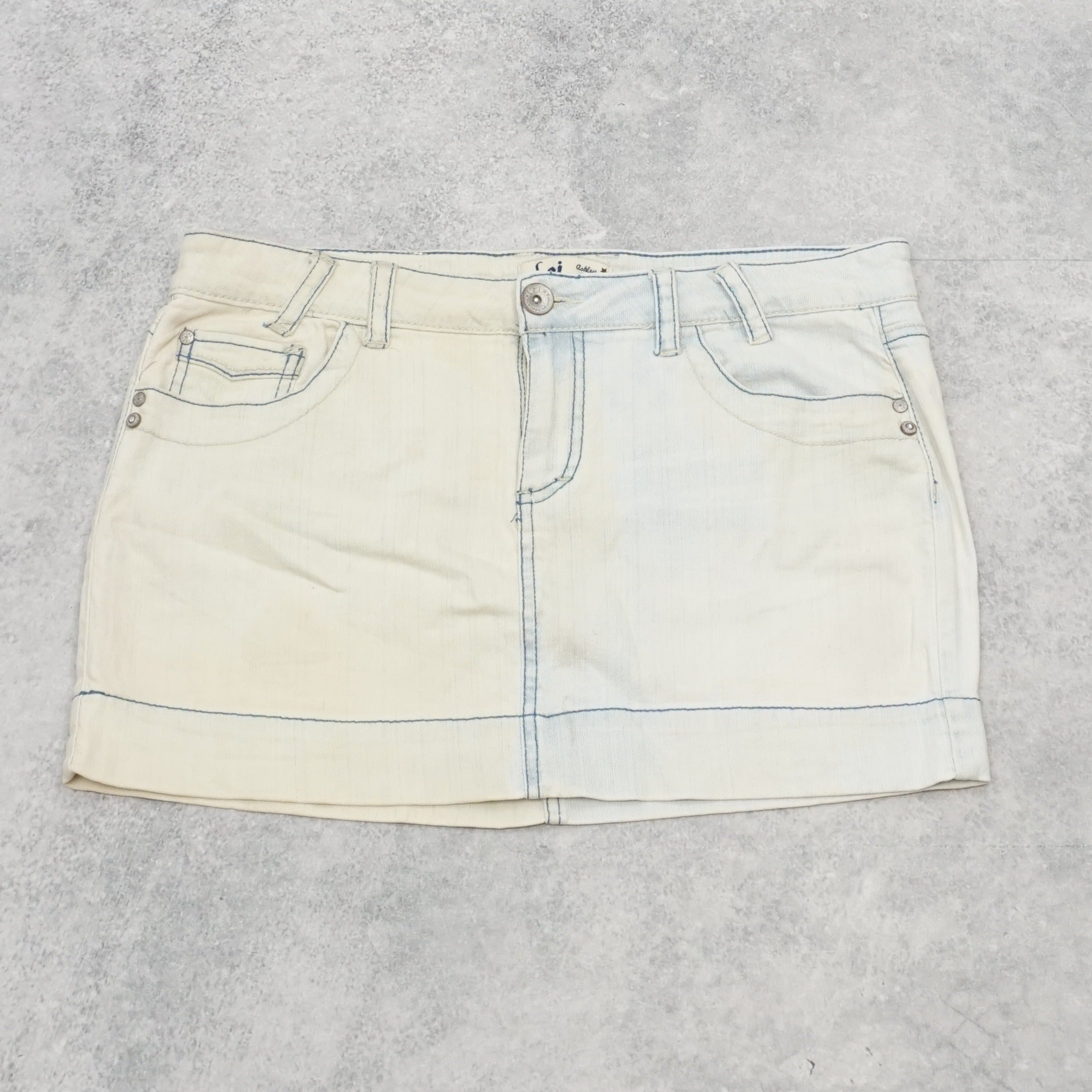 2000s Lei Denim Two-Tone Mini Skirt