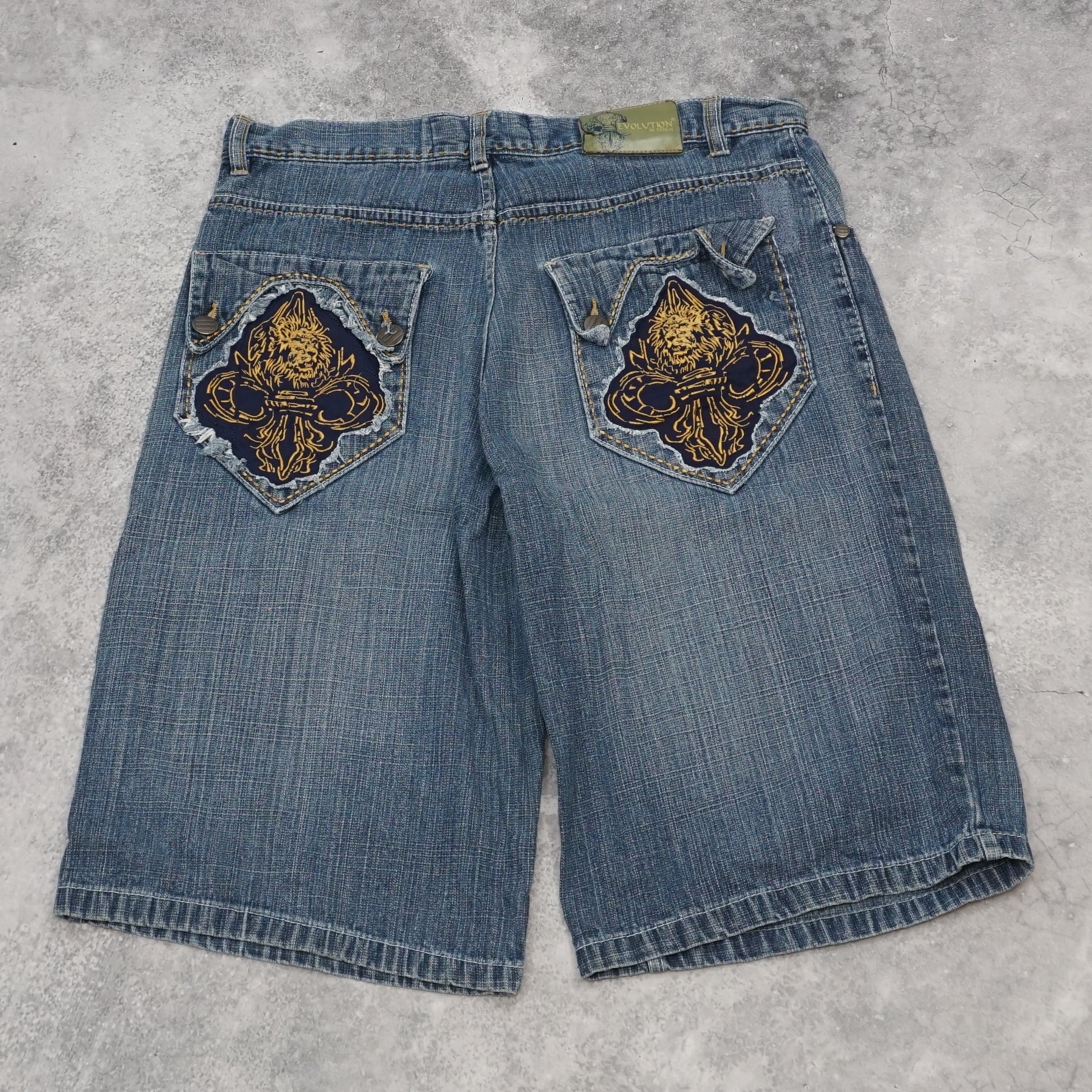 2000s Evolution Design Embroidered Shorts