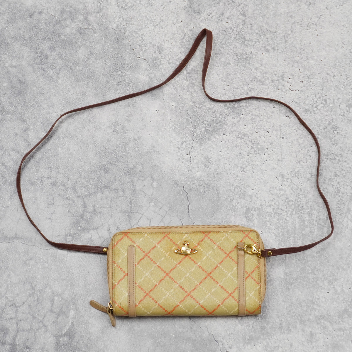 2000s Vivienne Westwood Orb Tartan Crossbody Sling Bag