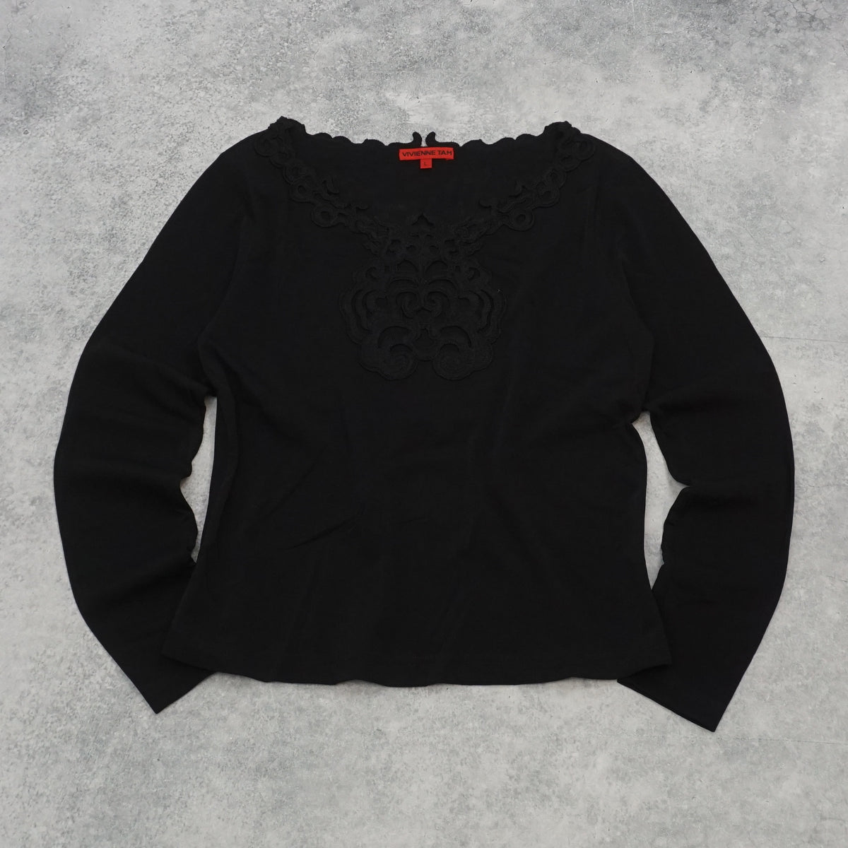 Vivienne Tam Embroidered Lace Long Sleeve Top