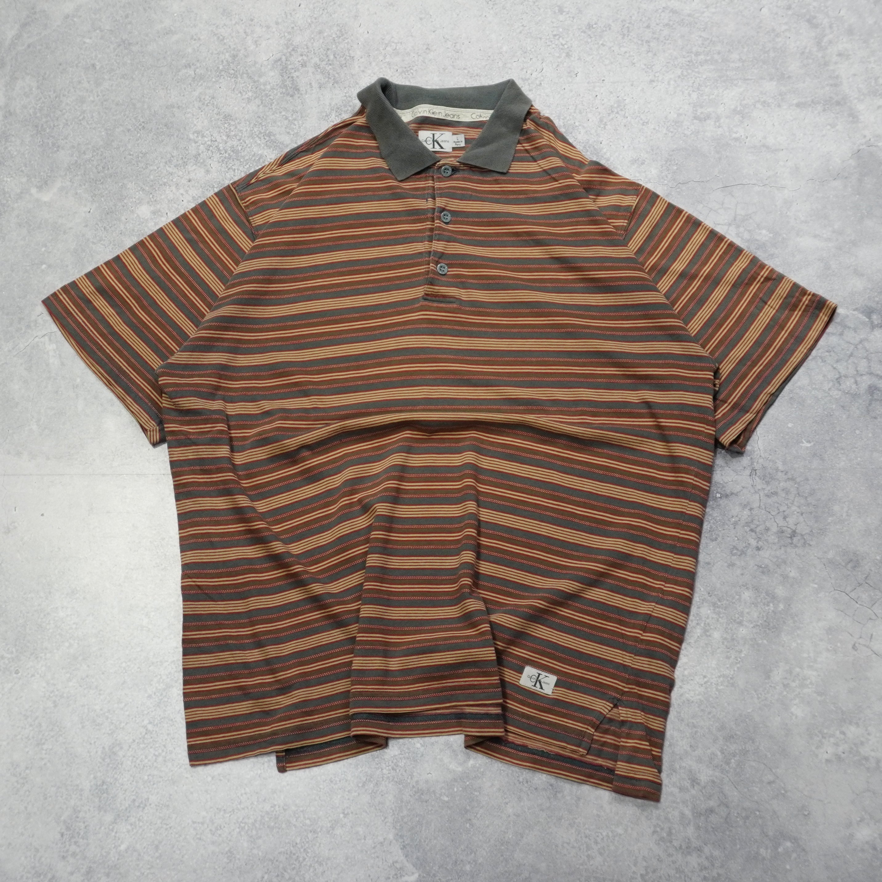 2000s Calvin Klein Striped Polo