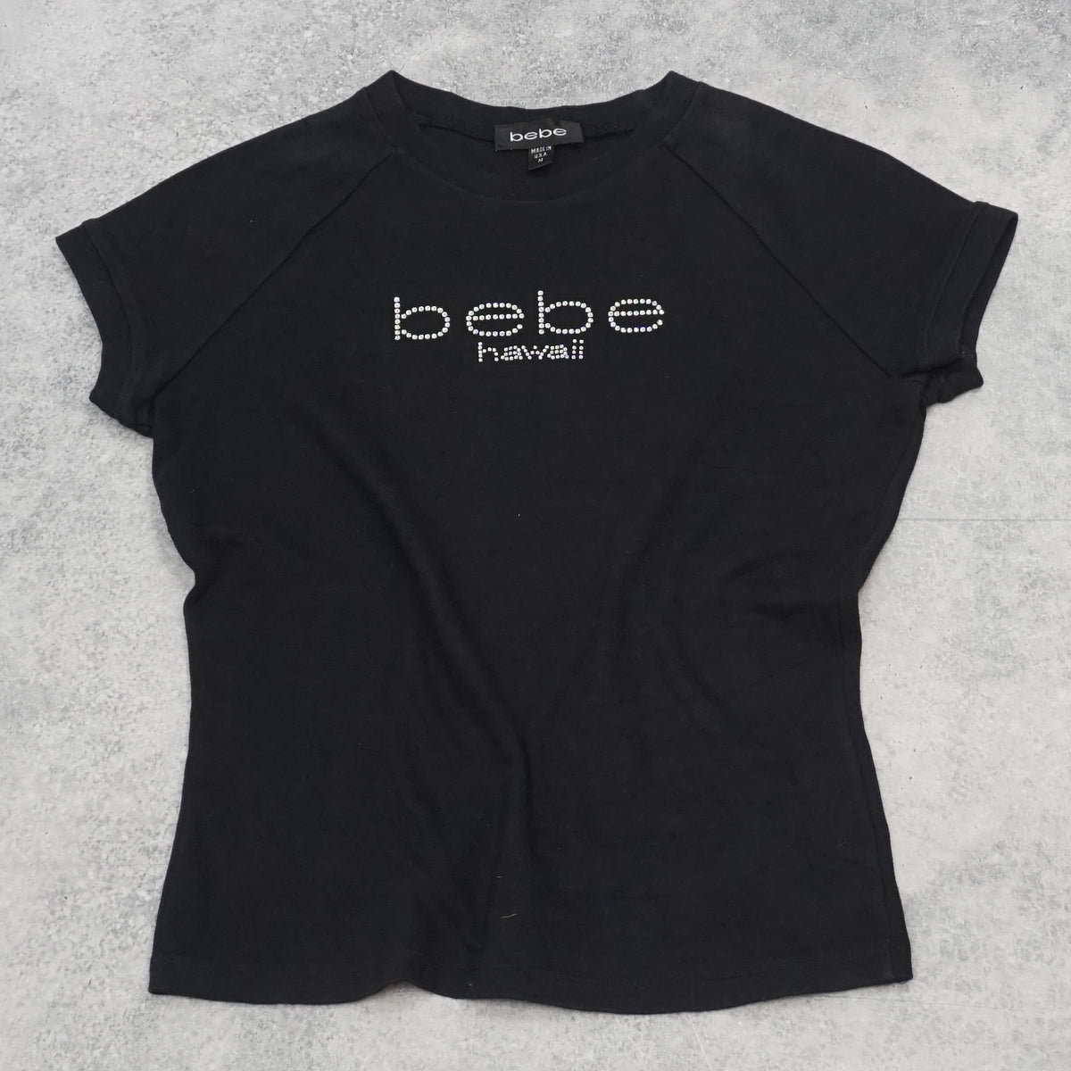 2000s Bebe Hawaii Rhinestone Fitted T-Shirt
