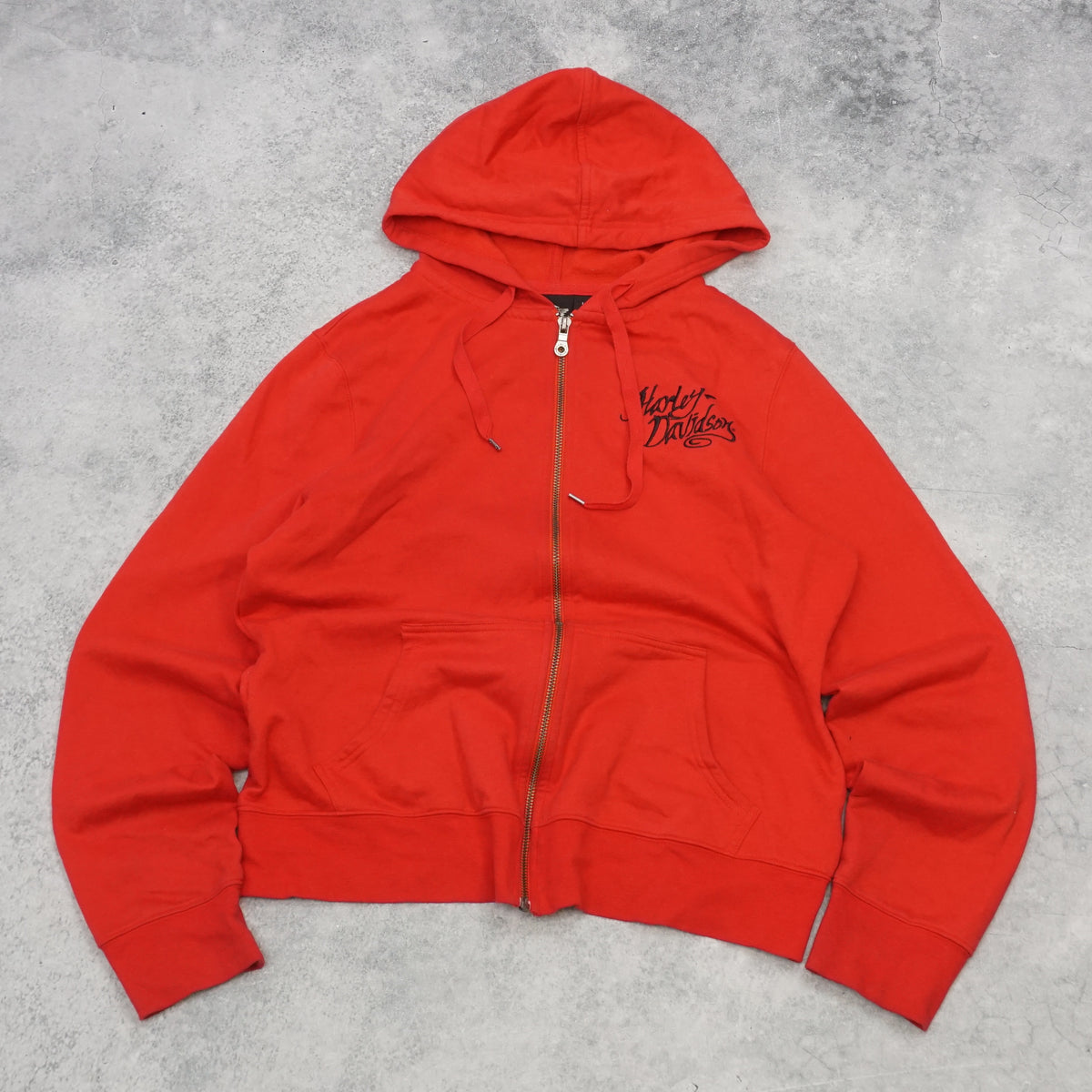 2000s Harley Davidson Rhinestone Rose Flame Graphic Hoodie