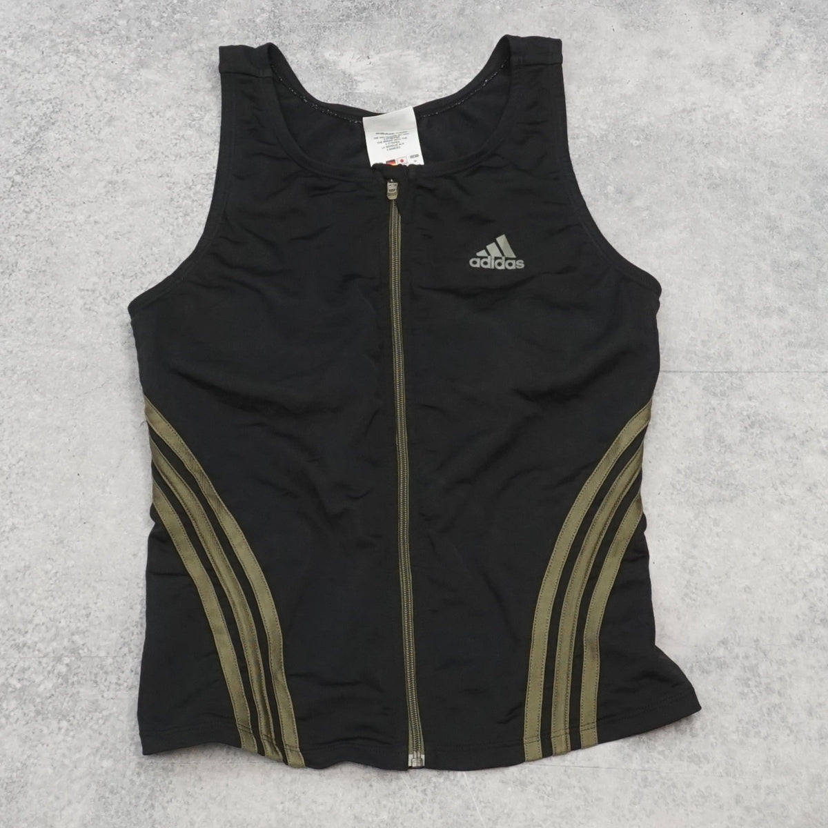 2000s Adidas Three Stripe Zip Vest Top