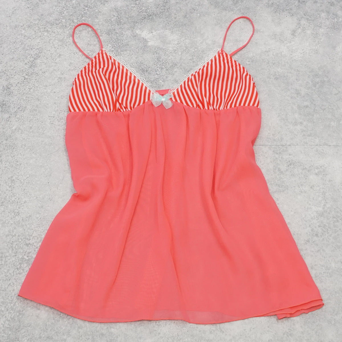 Flowy Striped Lace Trim Cami Top