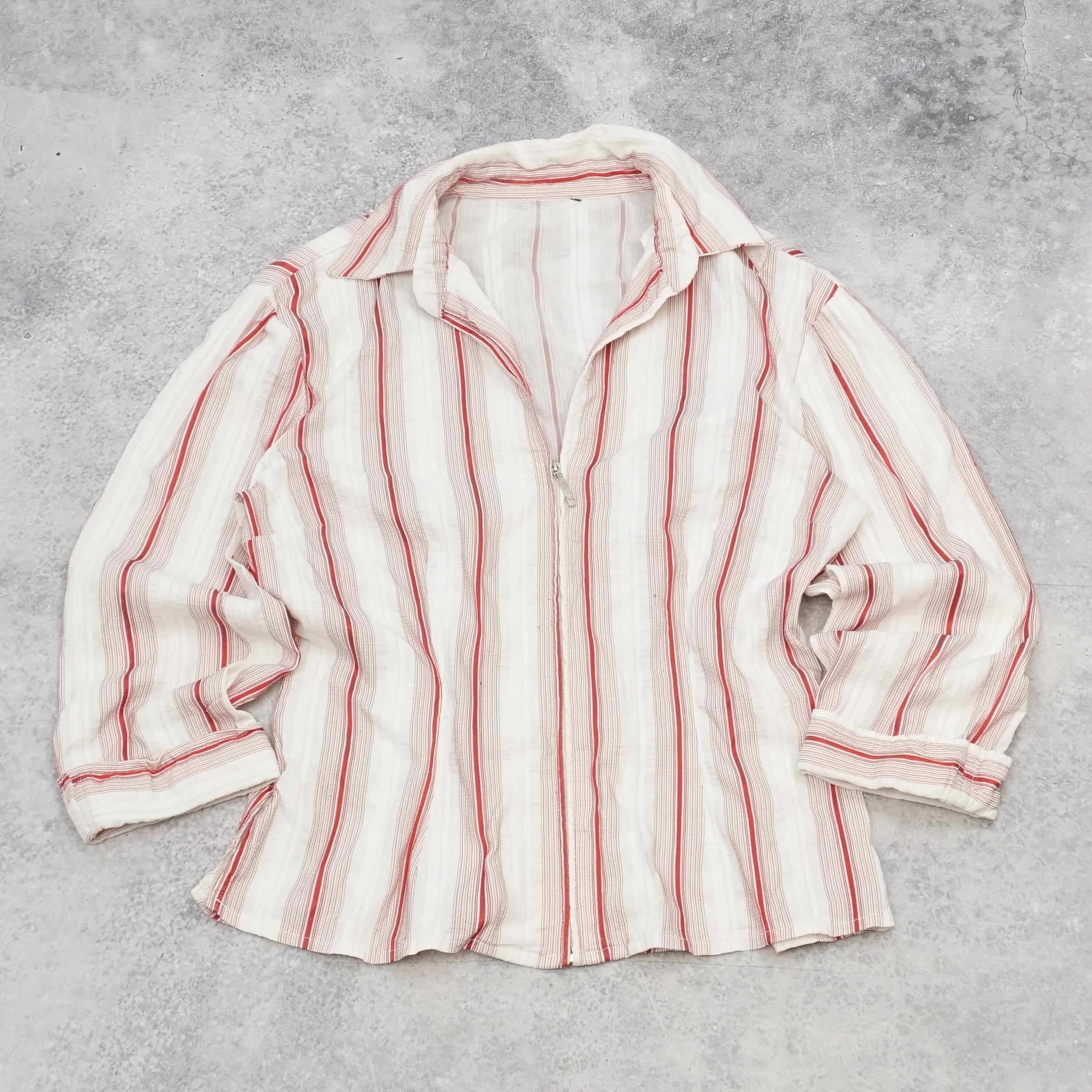 2000s Striped Zip Up Blouse
