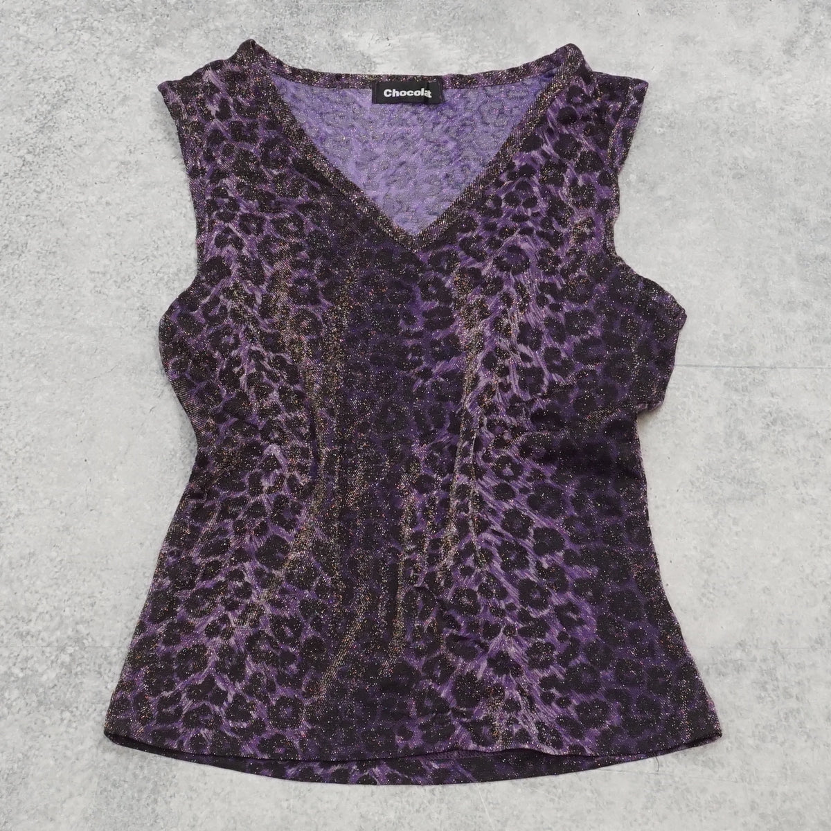 2000s Chocolat Leopard Print Glitter Top