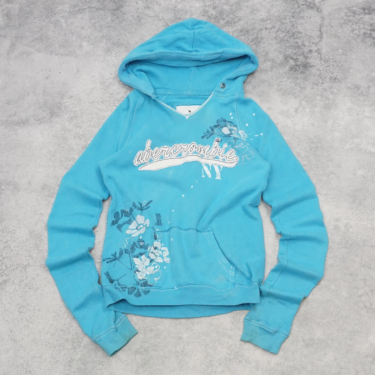 2000s Abercrombie NY Floral Graphic Hoodie