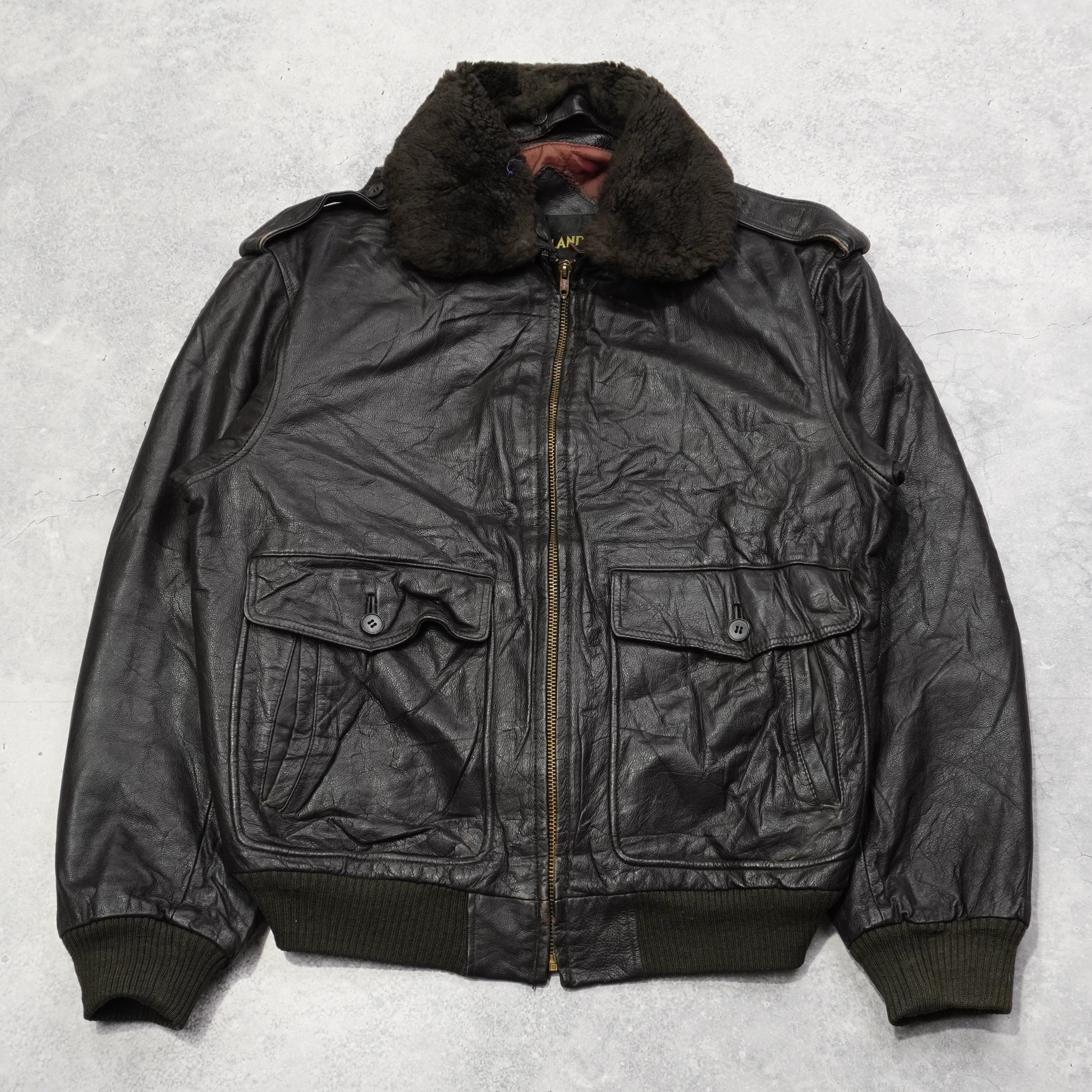 90s Lakeland Aviator Leather Jacket