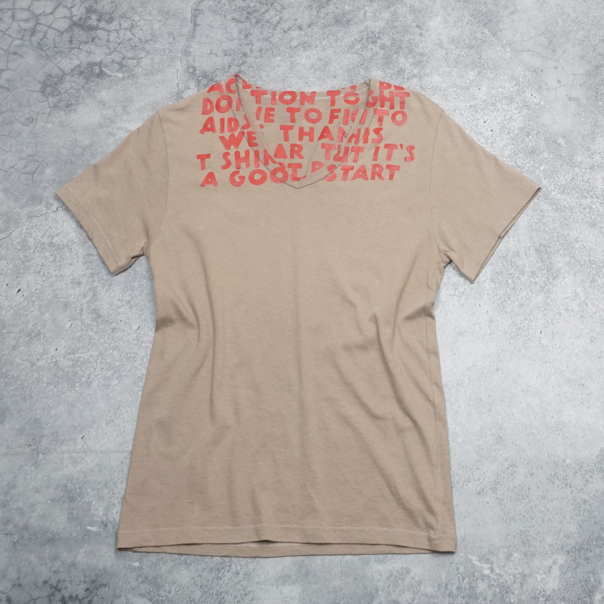 2000s Maison Martin Margiela Beige Aids Awareness T-Shirt