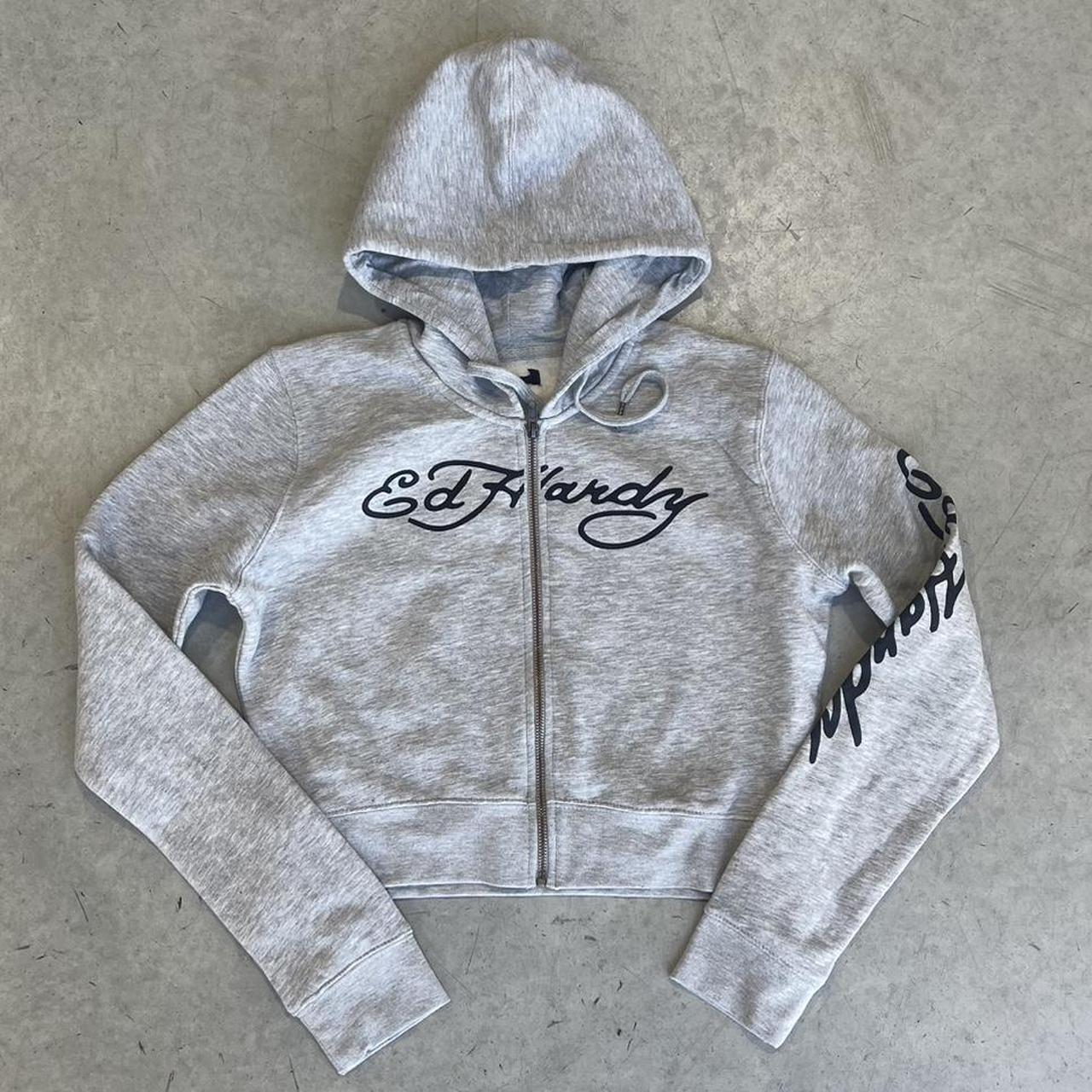 2000s Ed Hardy Cropped Hoodie Zip Up