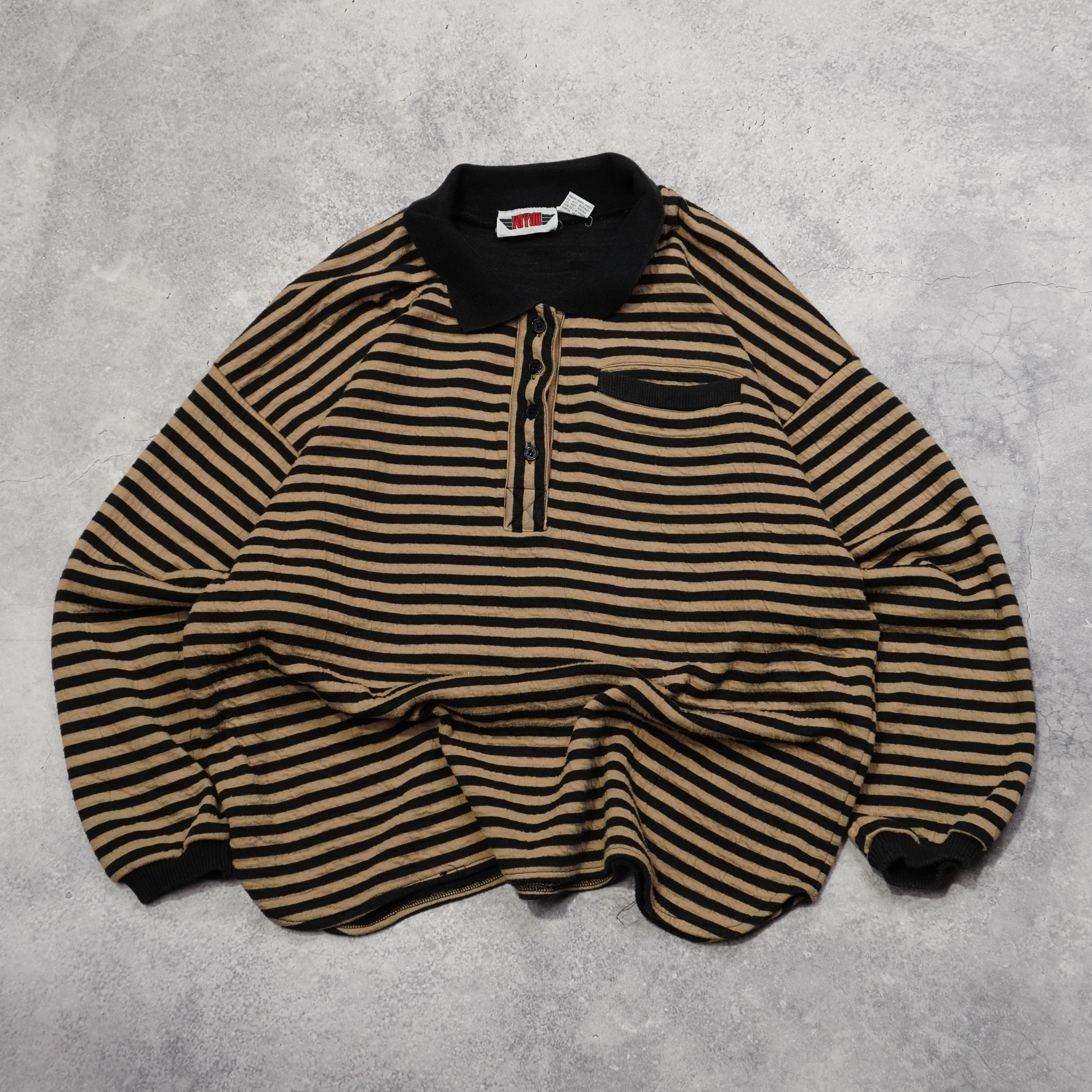 90s Voydu Striped button  Crewneck Top