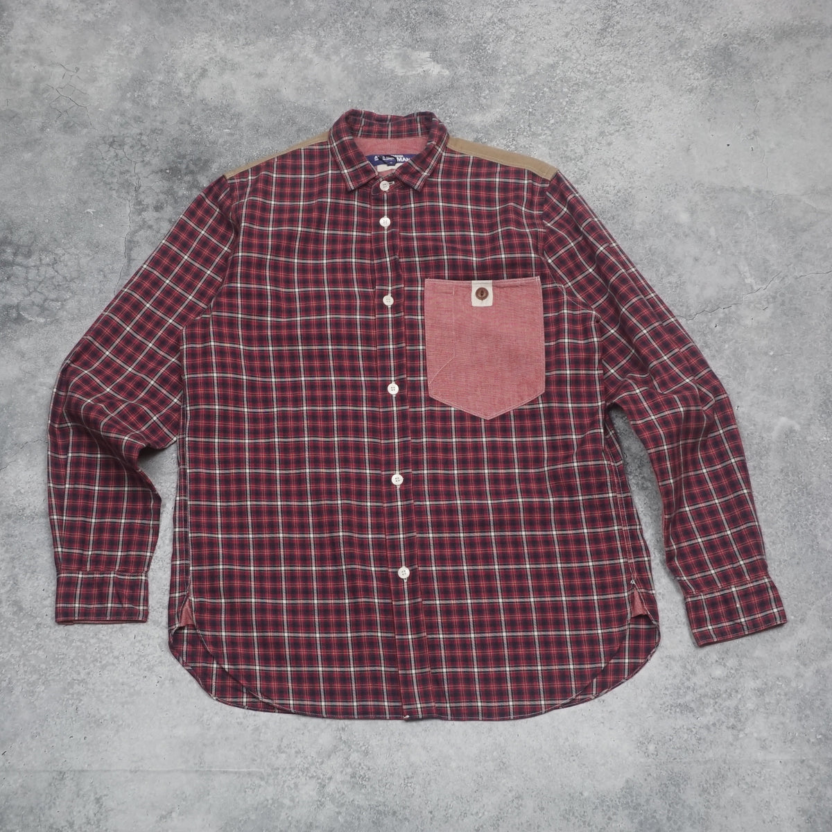 Junya Watanabe MAN Red Patchwork Button Up