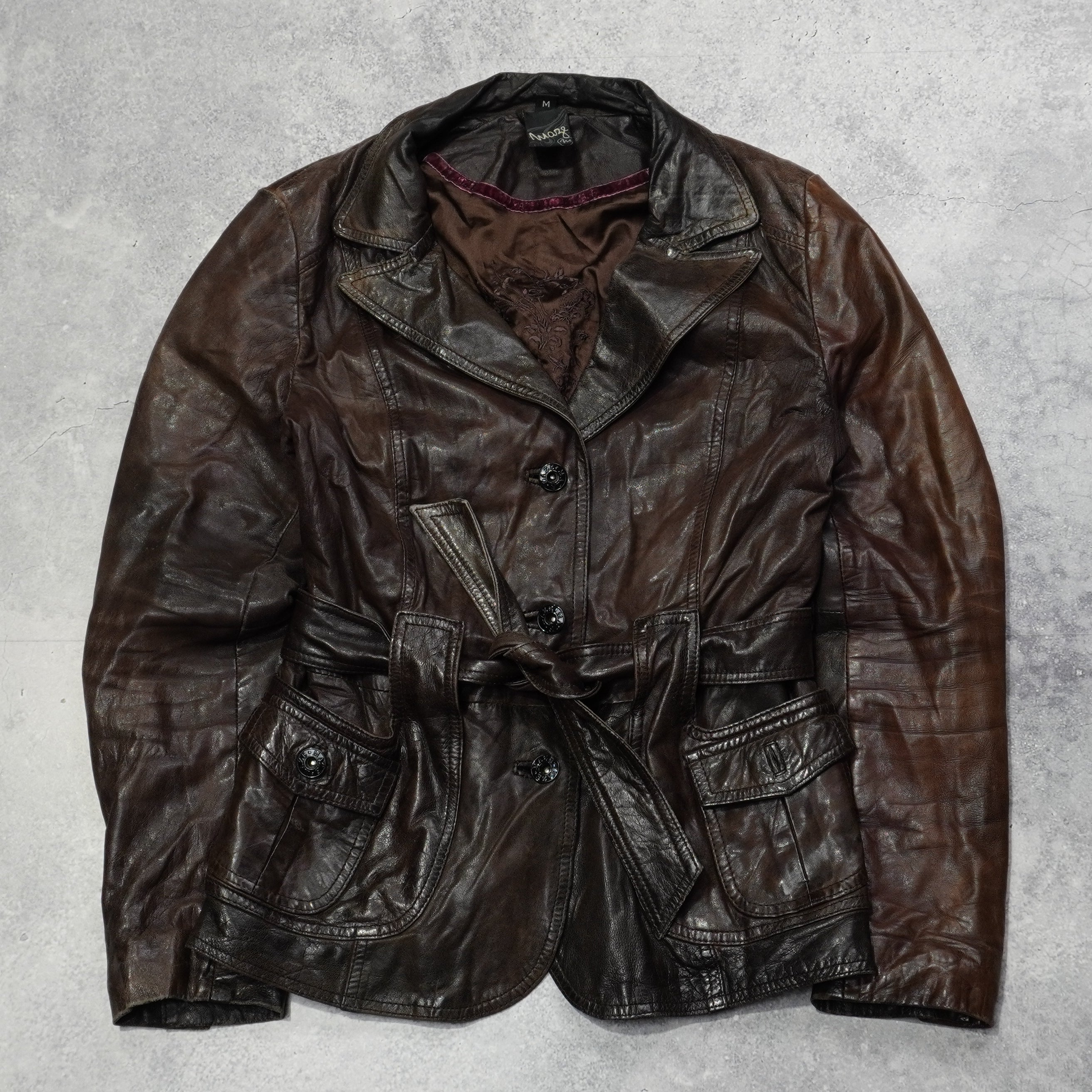 2000s Maze Leather Belted Jacket