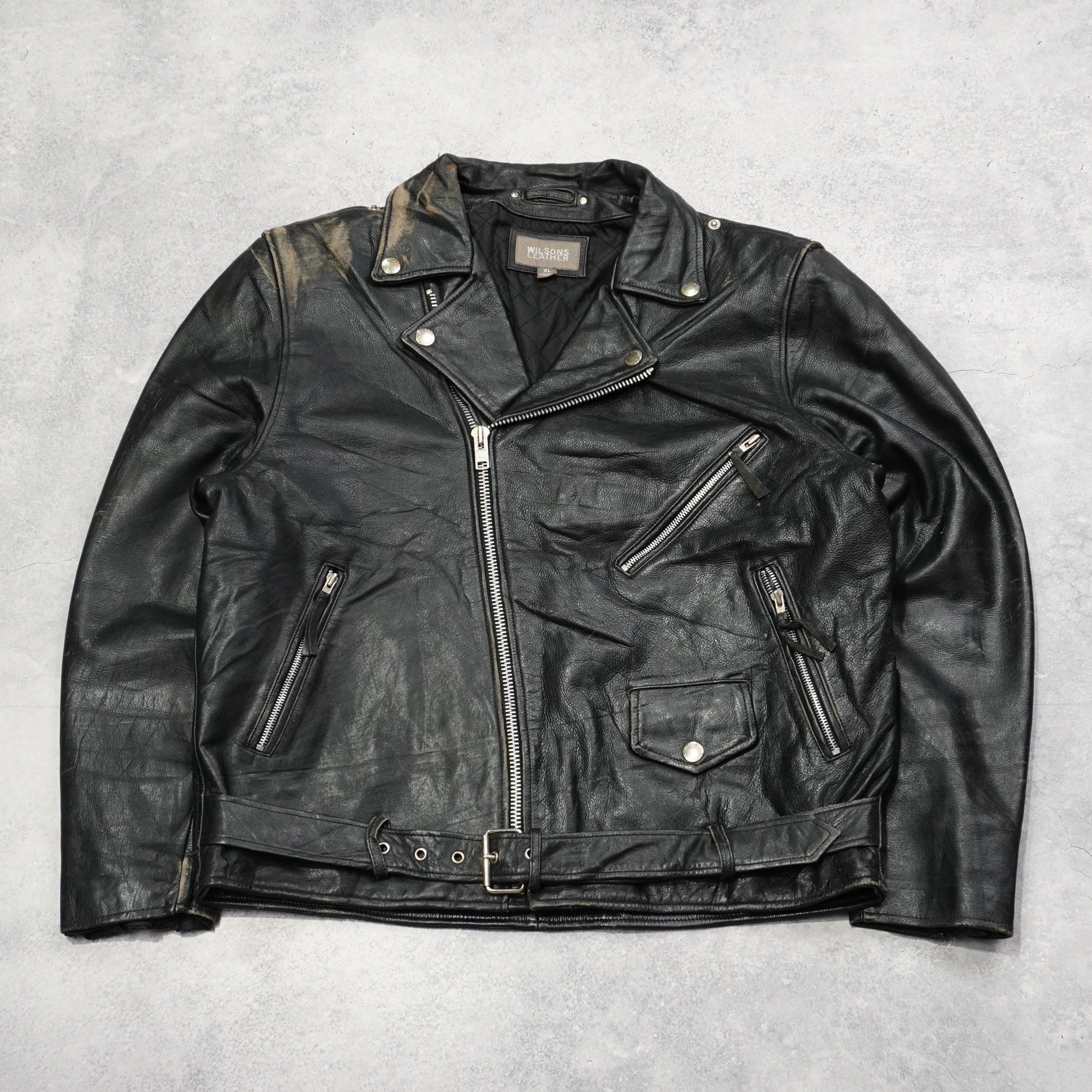 2000s Wilsons Leather Biker Leather Jacket