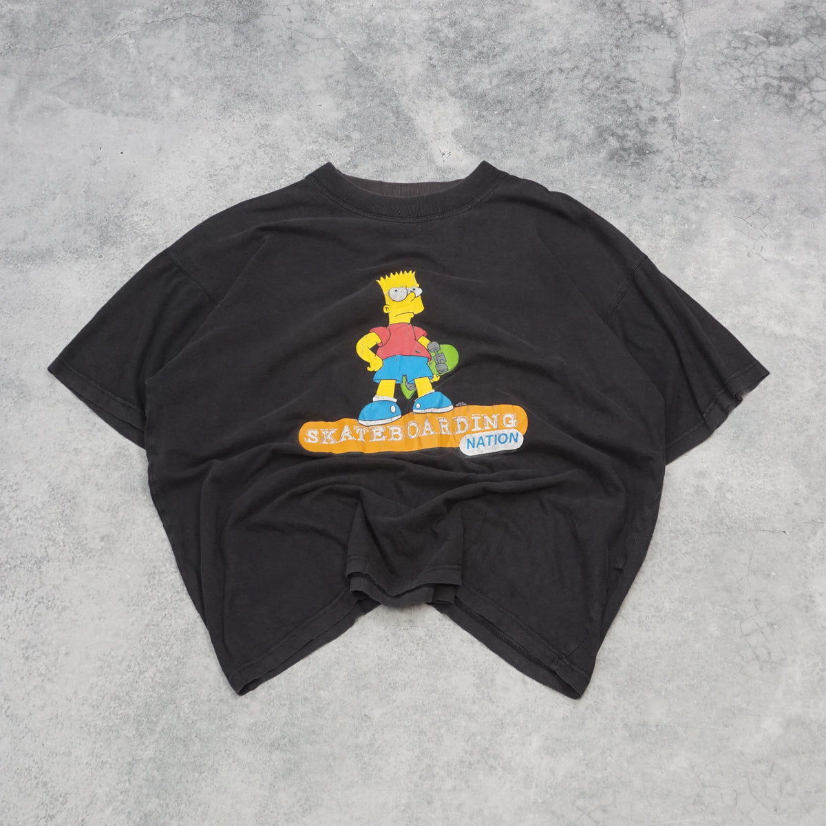 2000s The Simpsons Skateboarding Graphic T-Shirt