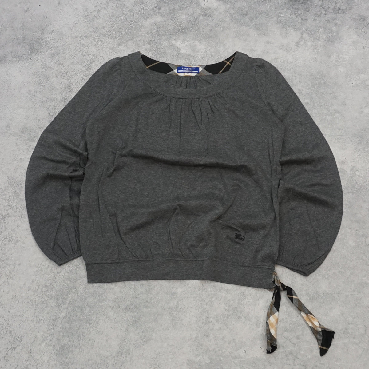 2000s Burberry Blue Label Nova Check Tie Top Sweater