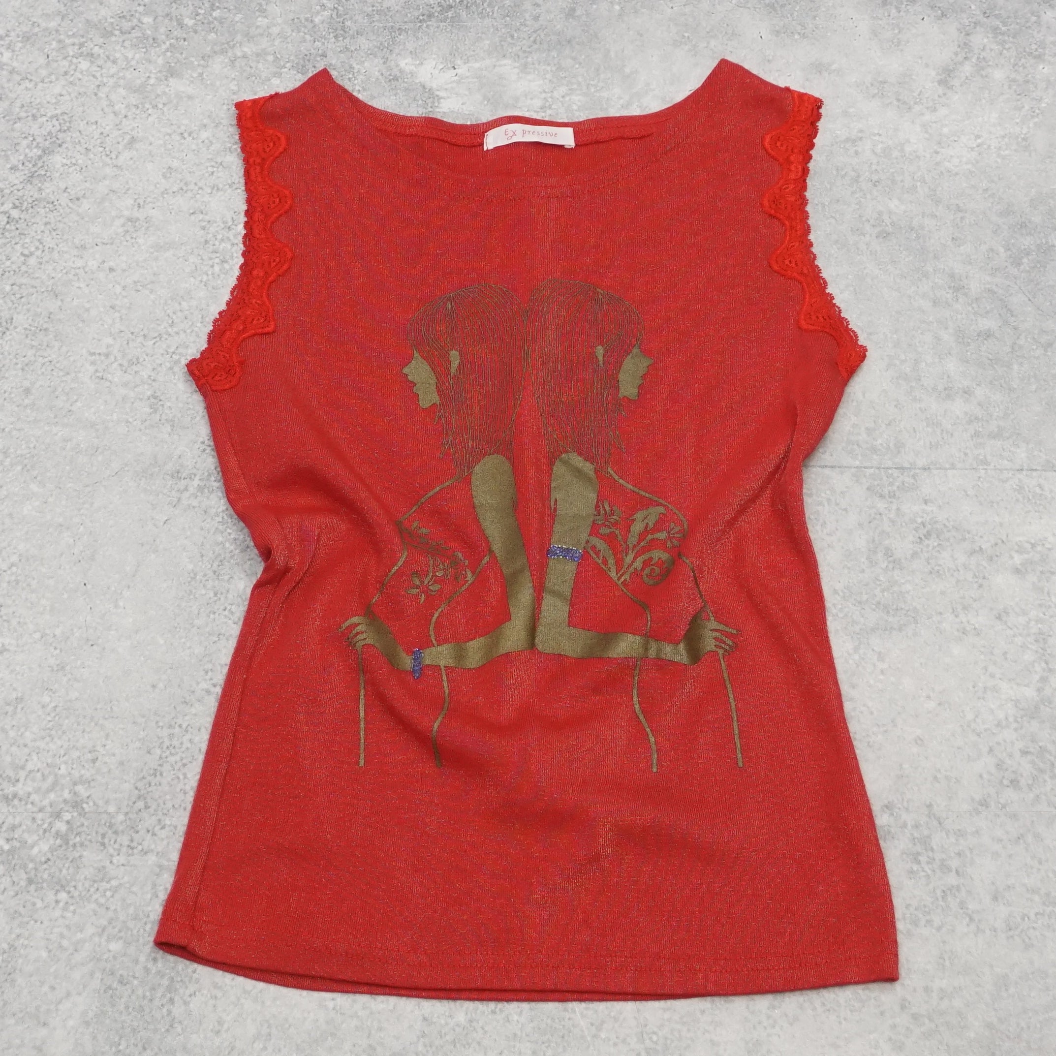 2000s Ex Pressive Lace Trim Top