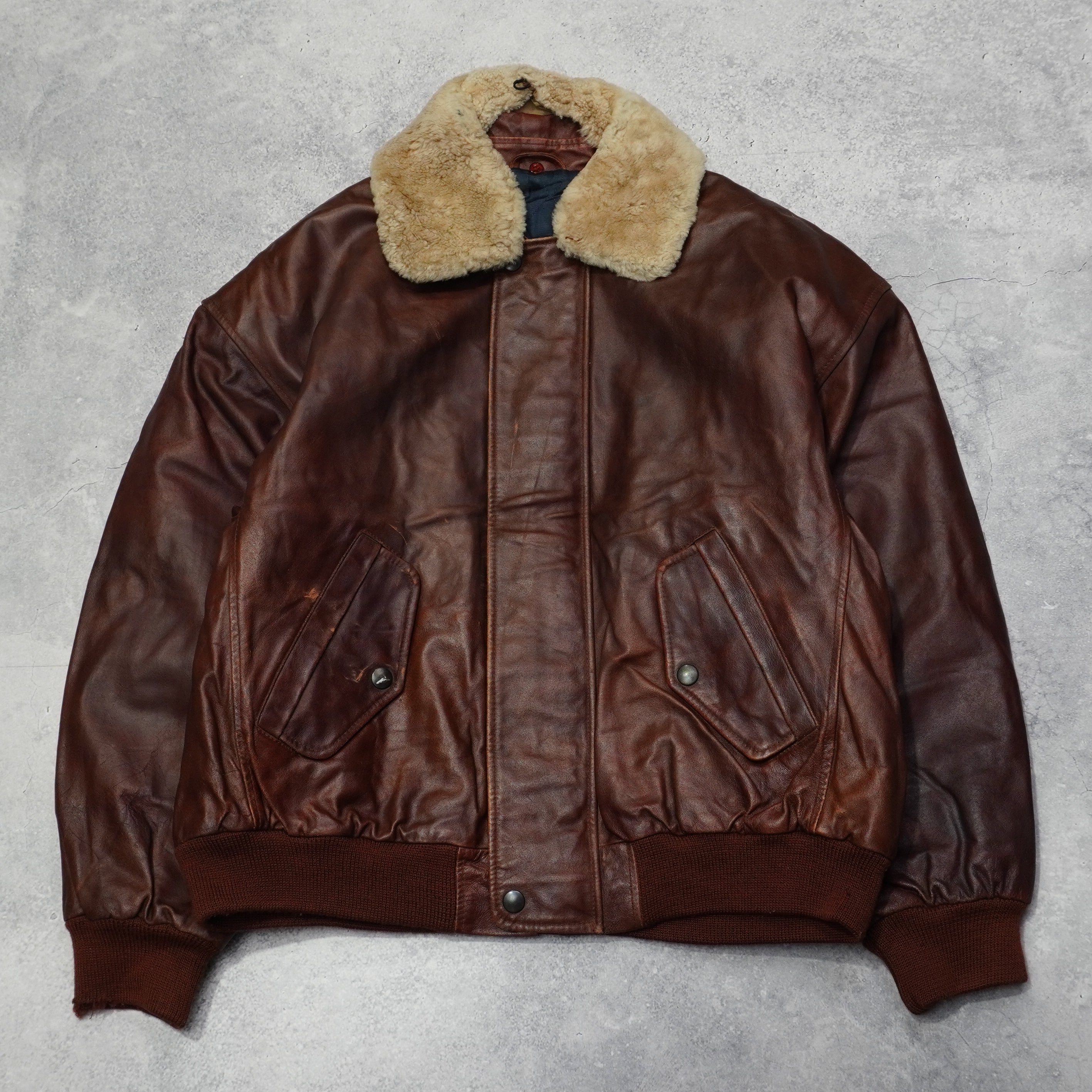 80s Fur Collar Leather Jacket