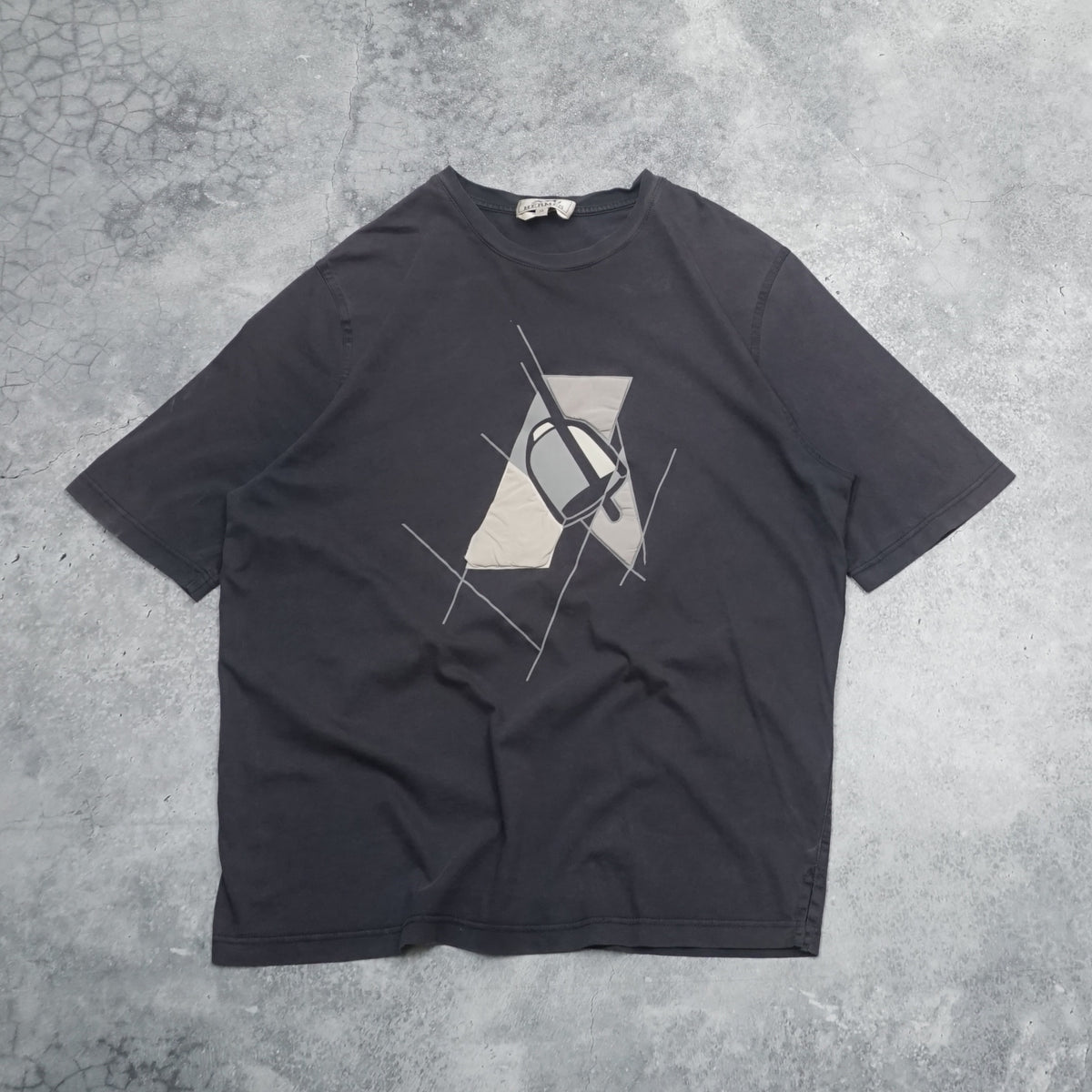 Hermes Blue Graphic Print Crew Neck T-Shirt