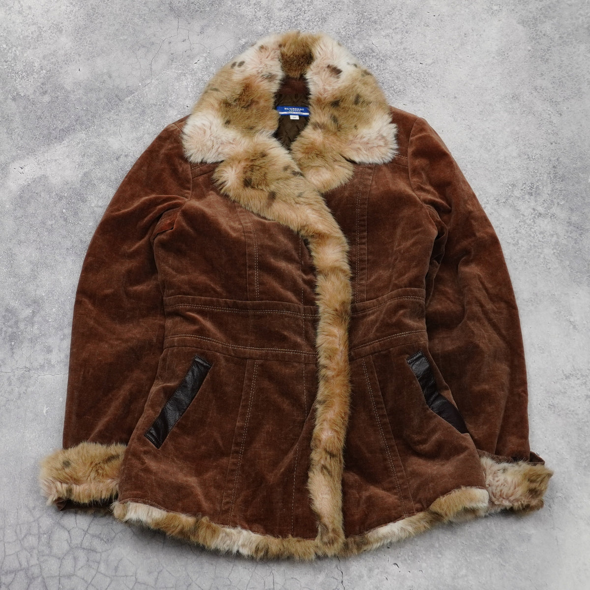 2000s Burberry London Blue Label Fur Trim Jacket