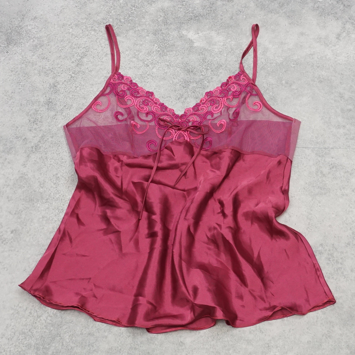 2000s Satin Lace Embroidered Cami Top
