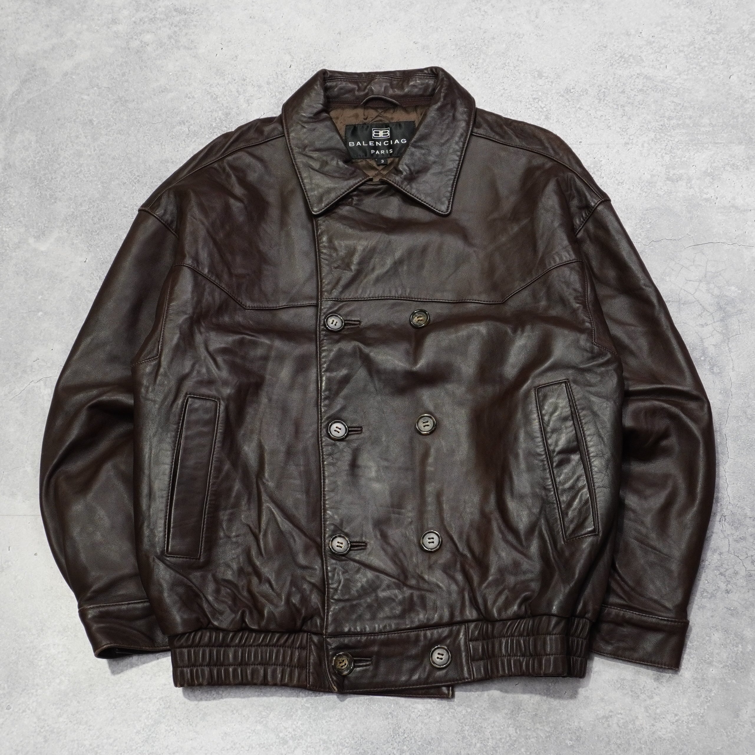 2000s Balenciaga Double Breasted Leather Jacket