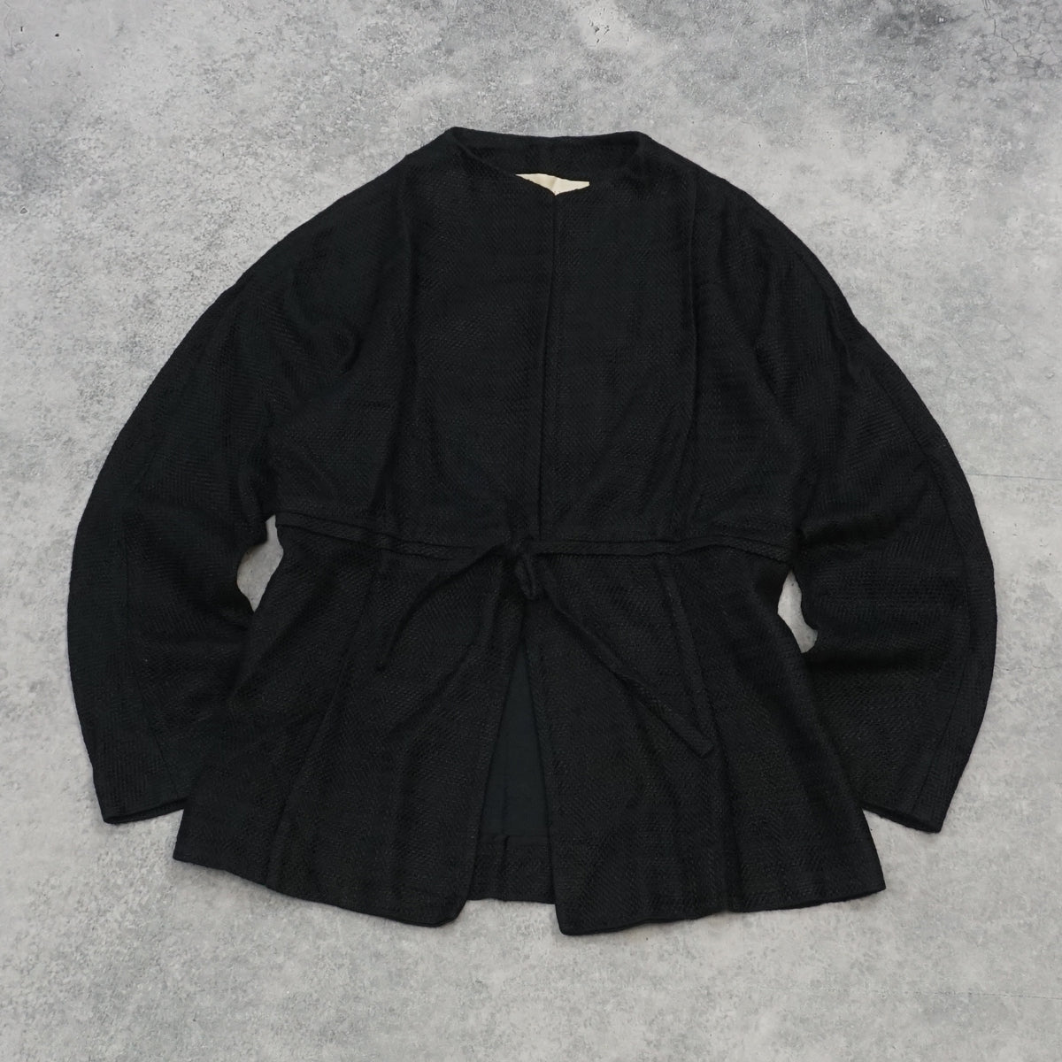 90s Valentino Roma Tie Waist Collarless Woven Jacket