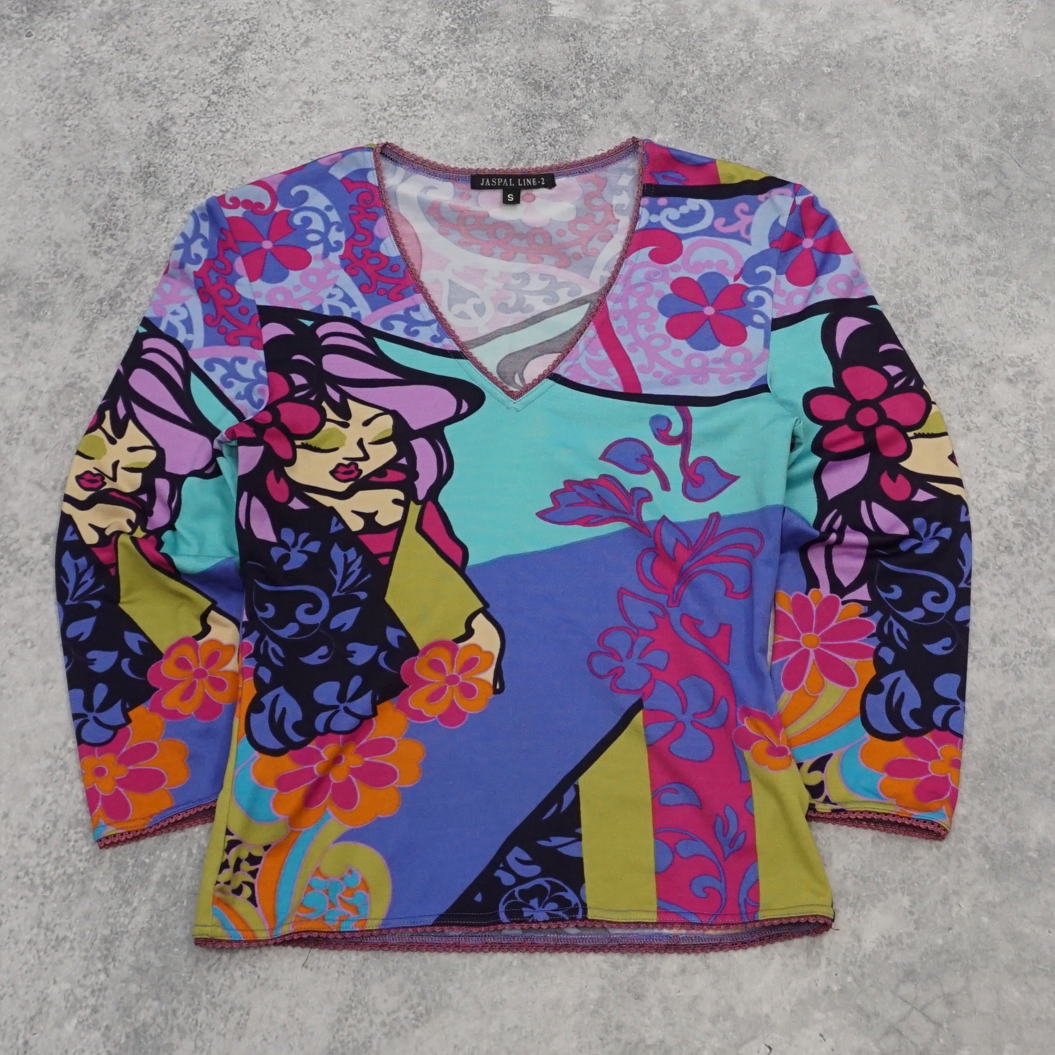 2000s Jaspal Line-2 Colorful Graphic Top