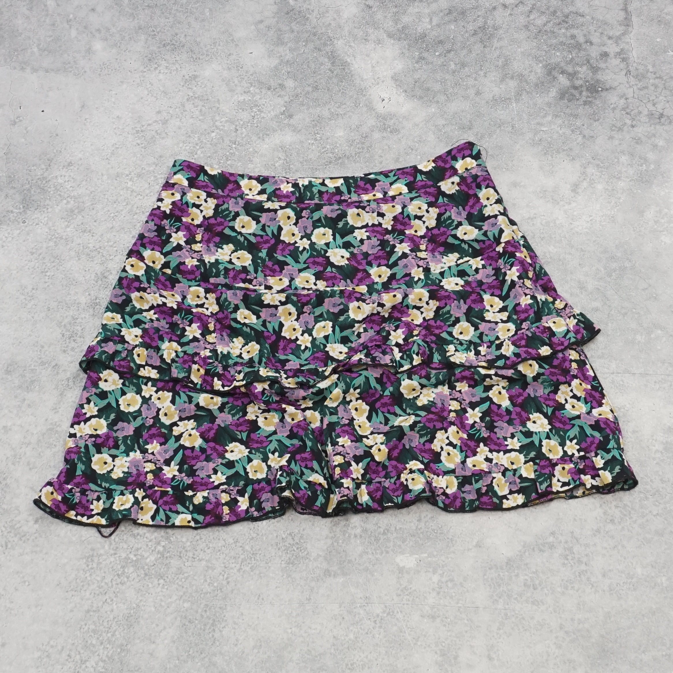 2000s Elenza By L&L Floral Tiered Mini Skirt