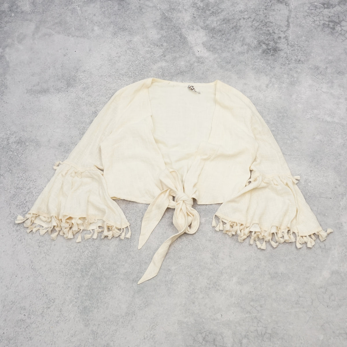 Neon White Tassel Tie Front Cardigan