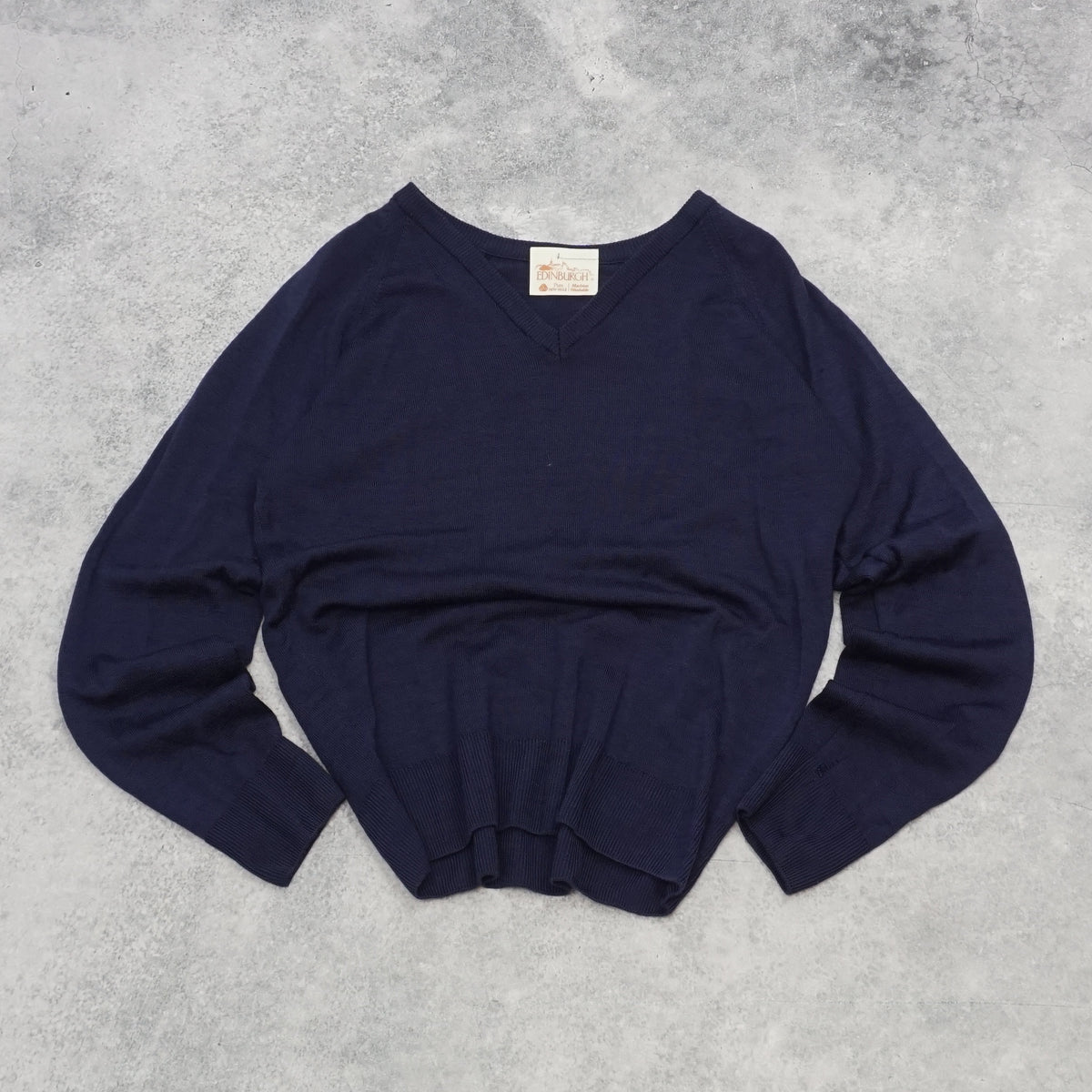 80s Edinburgh V-Neck Wool Sweater