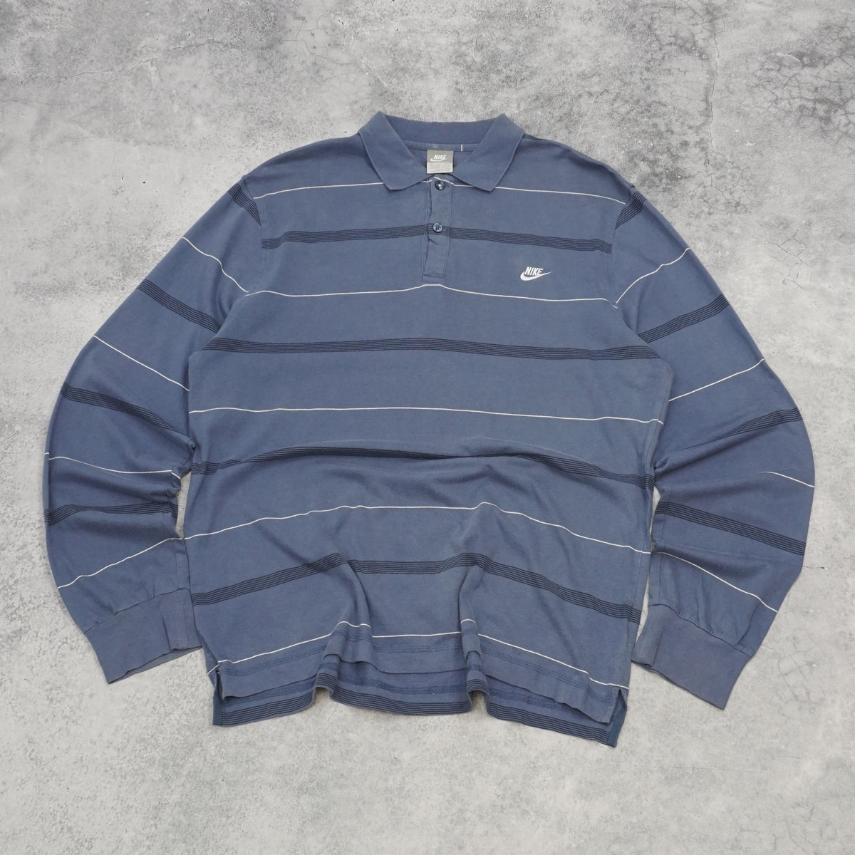 2000s Nike Long Sleeve Striped Polo