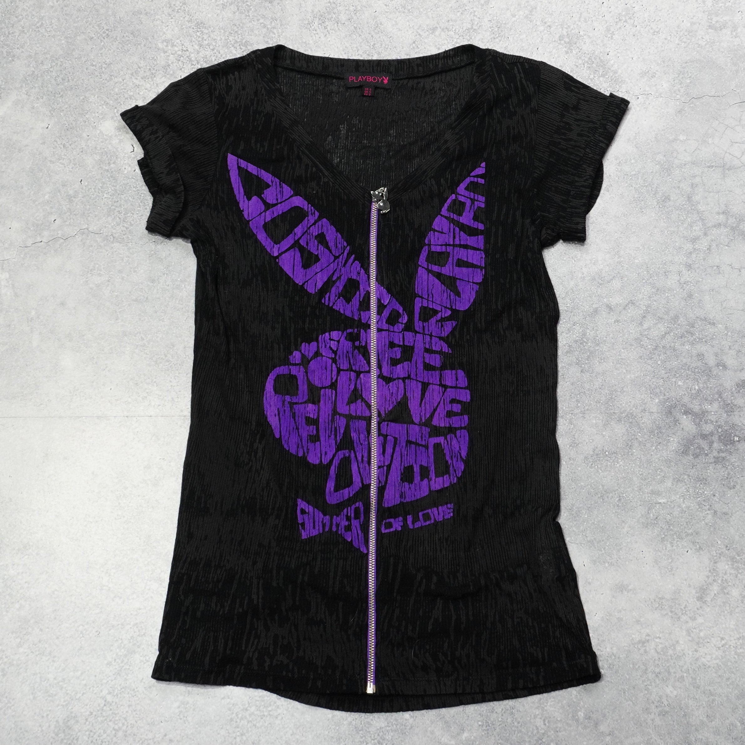 2000s Playboy Zip Up T-Shirt