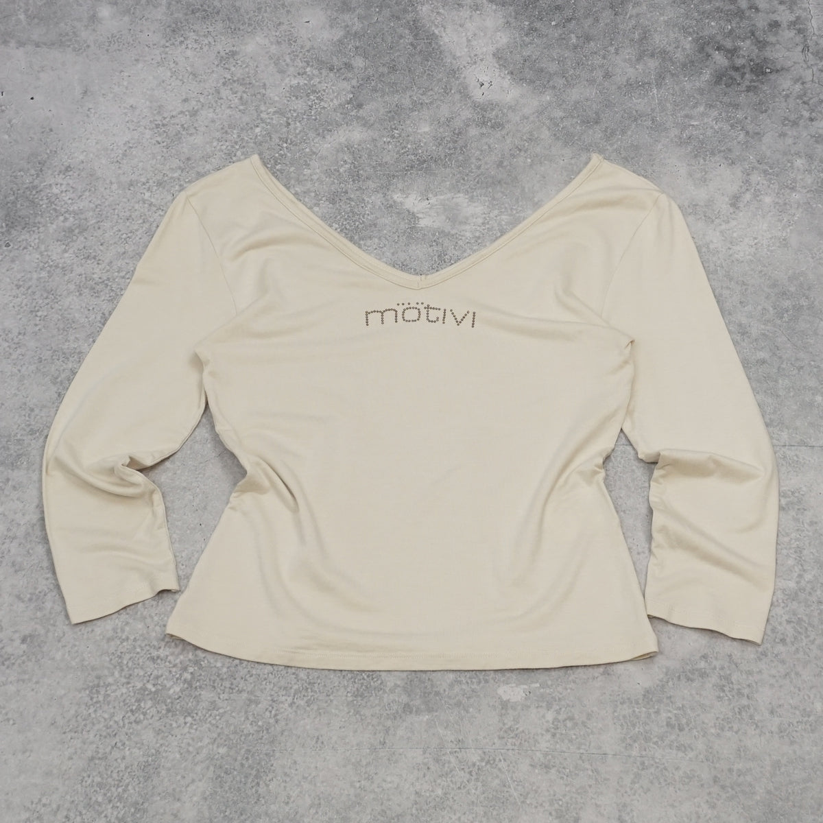 2000s Motivi Cream V-Neck Cropped Top