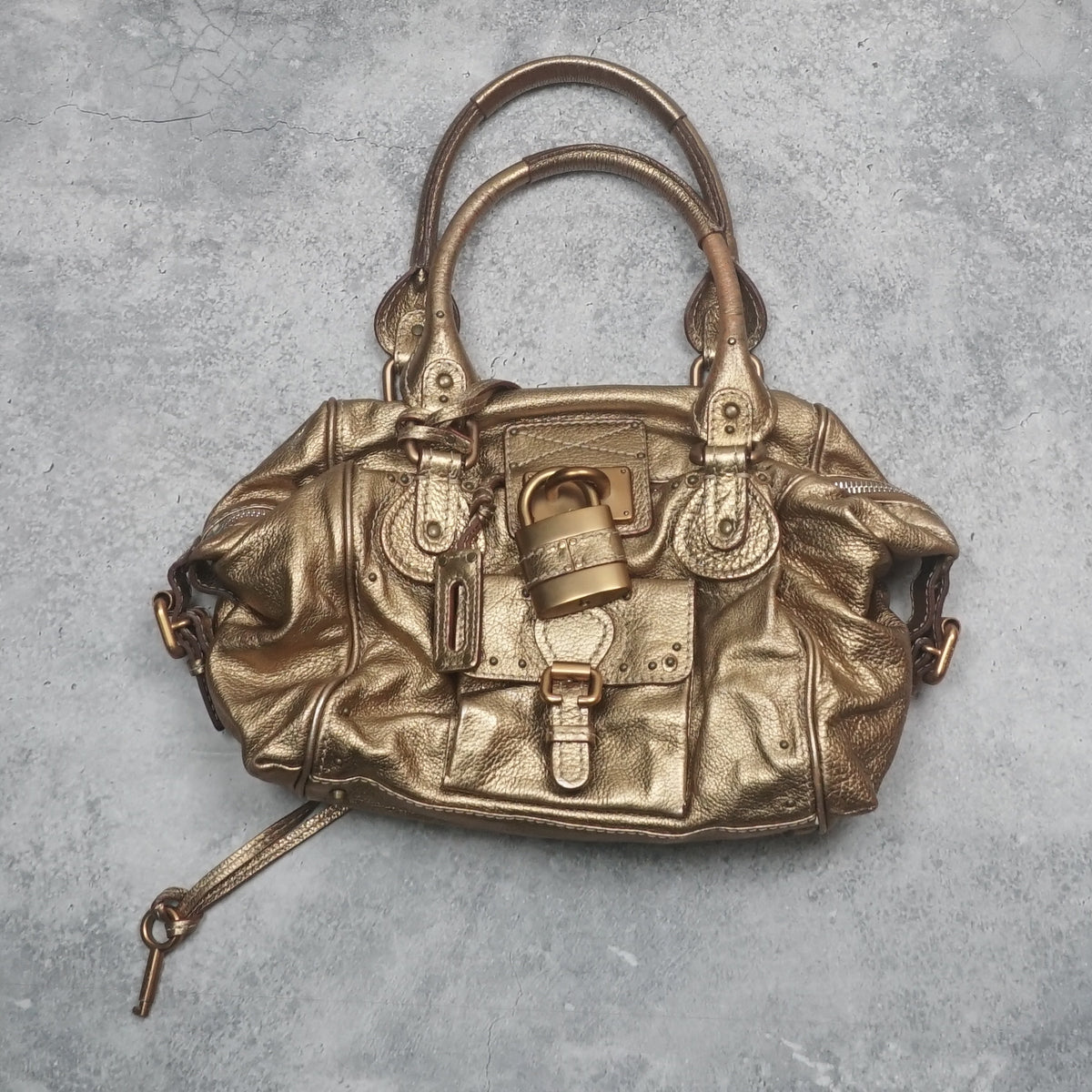 Chloé Paddington Gold Leather Handbag