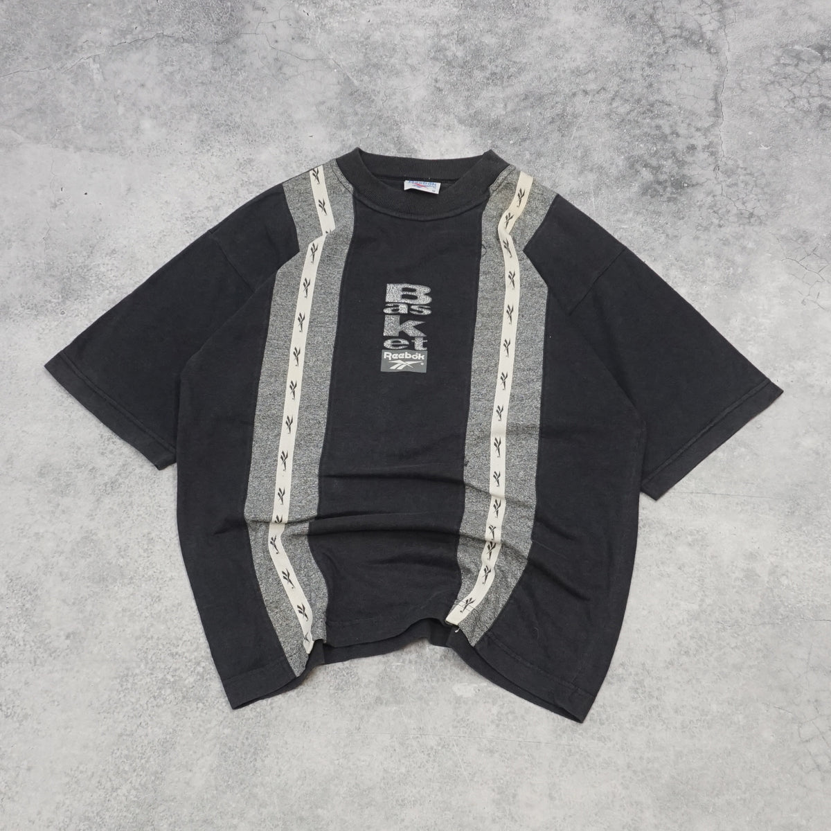 90s Reebok Basket Vertical Stripe T-Shirt