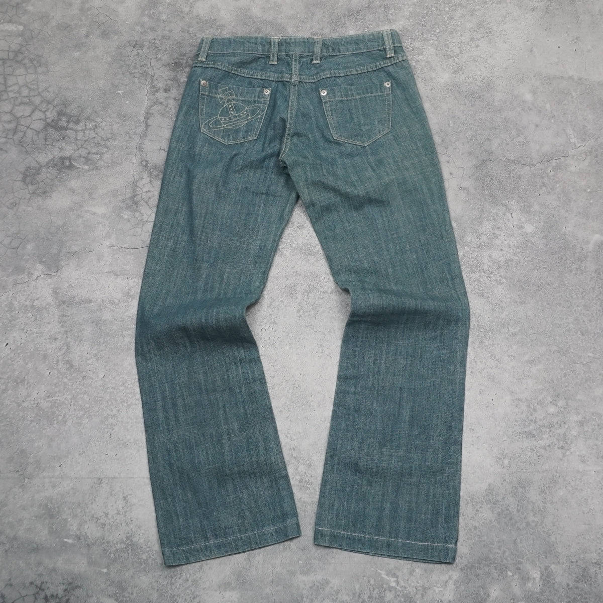 2000s Vivienne Westwood Red Label Embroidered Orb Logo Bootcut Jeans