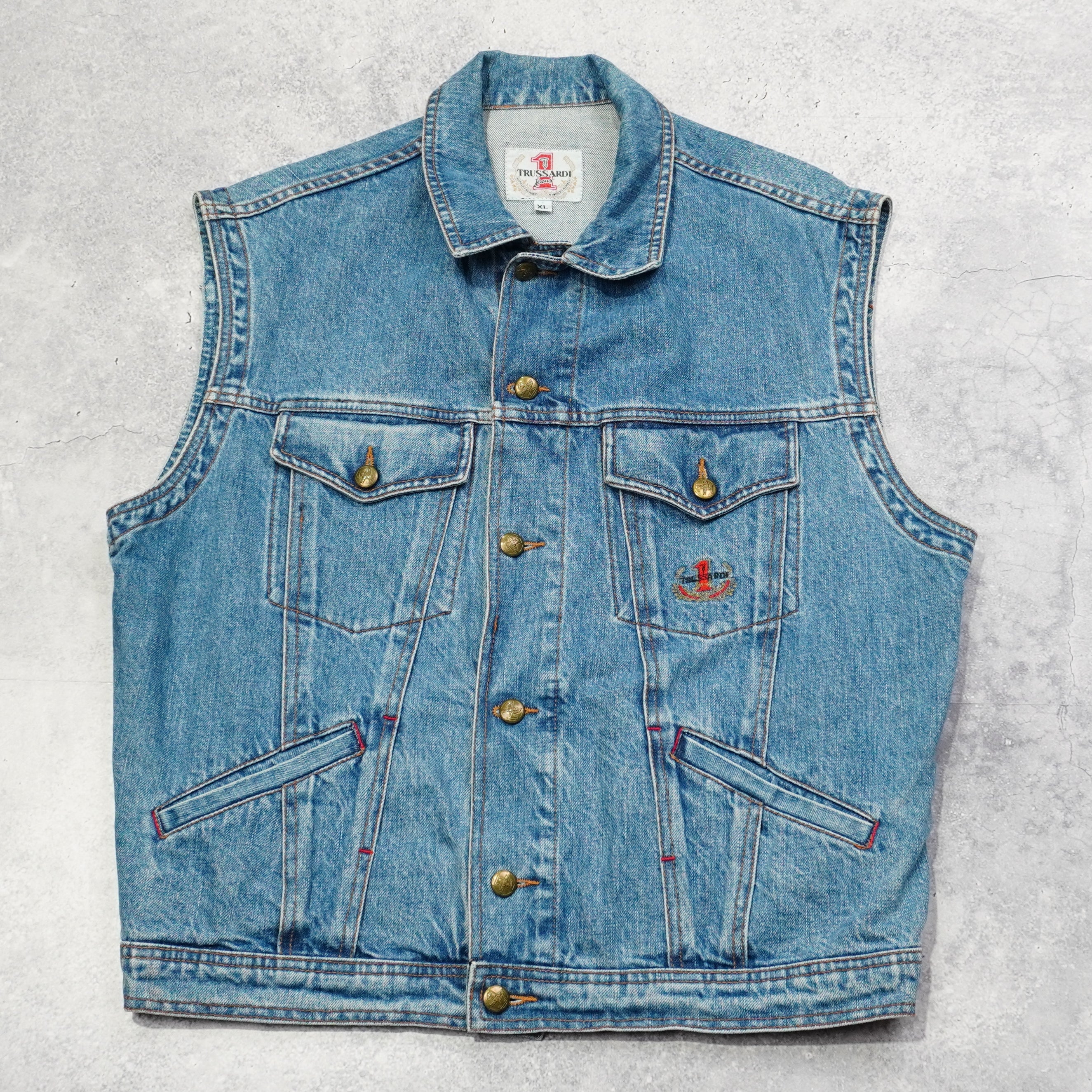 90s Trussardi Vest Denim Jacket