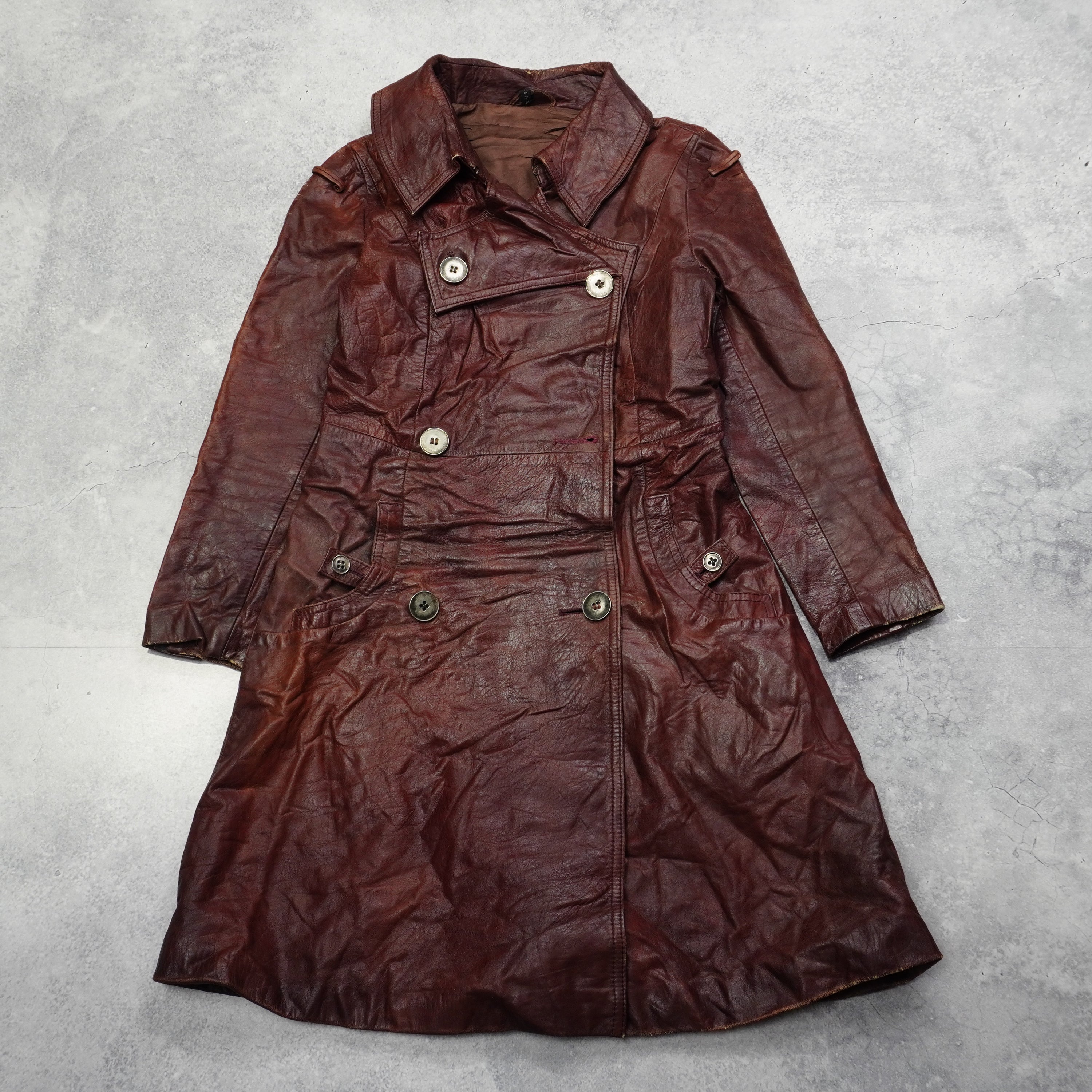 70s Made In Belgium Leather Trench Coat