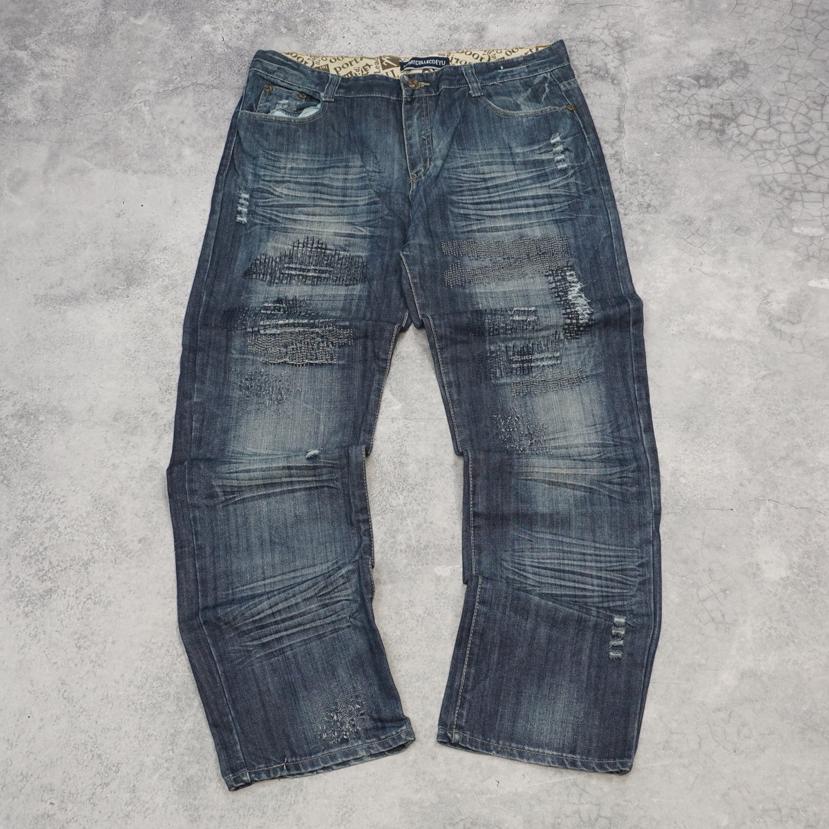 2000s Sportcollecdeyu Distressed Baggy Jeans