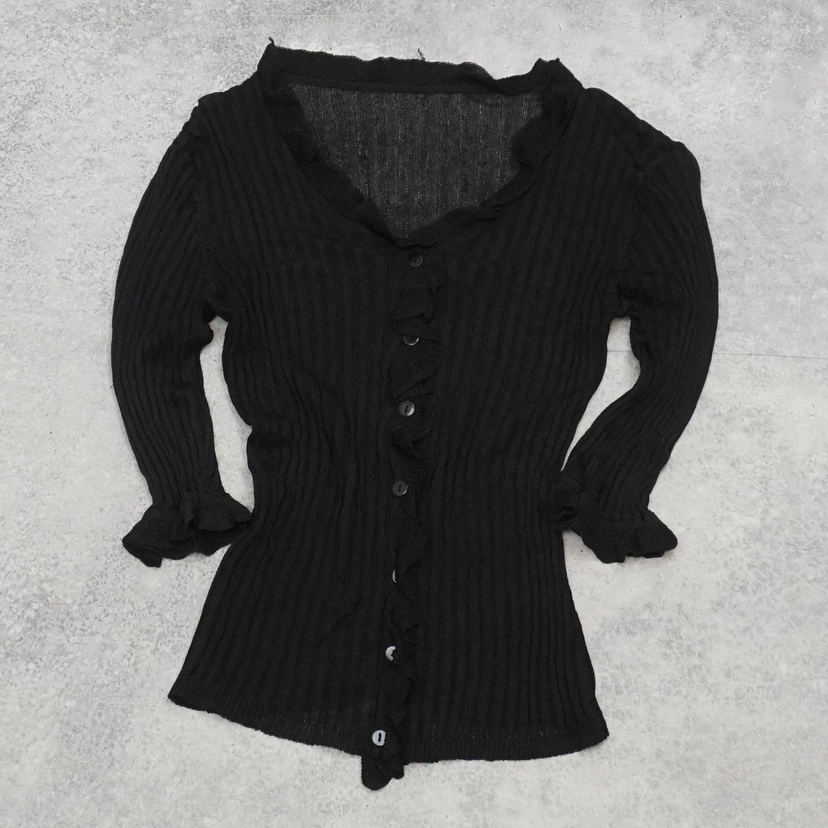 Ruffle Ribbed Cardigan