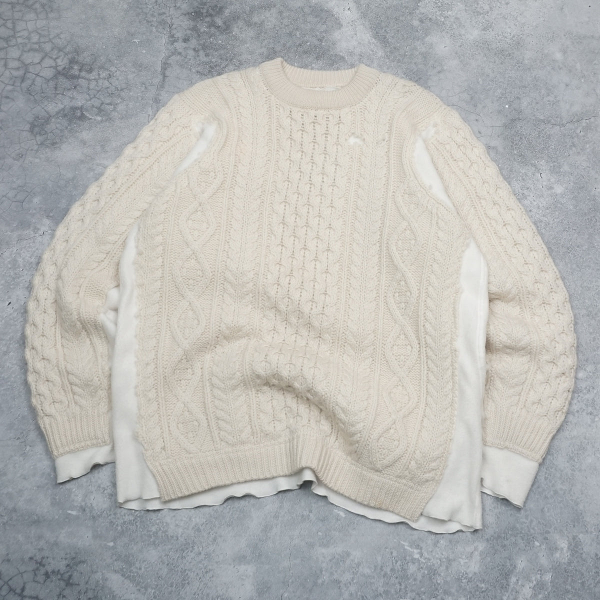 Rebuild By Needles Cable Knit Fleece Panel Sweater
