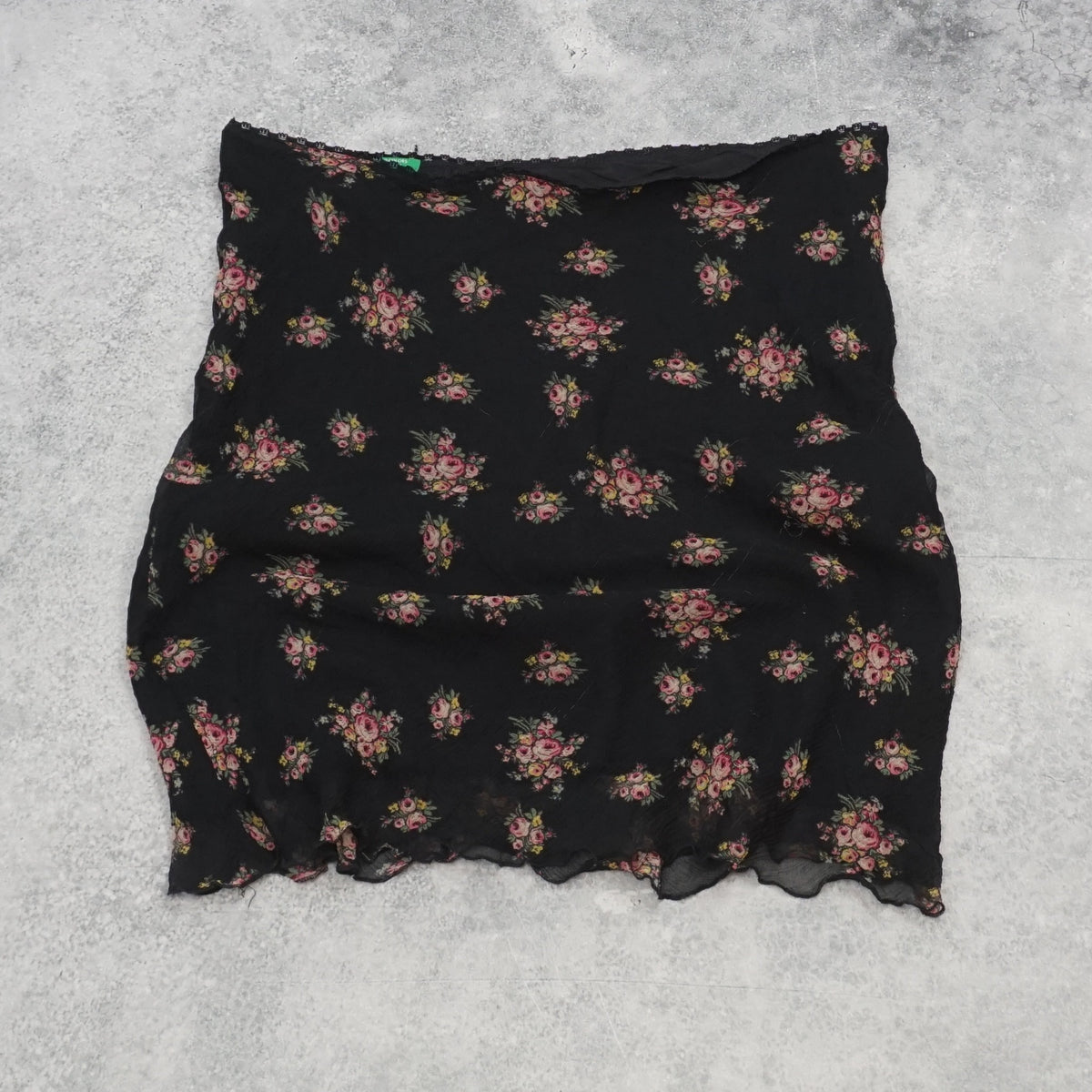 2000s United Colors of Benetton Floral Mesh Skirt