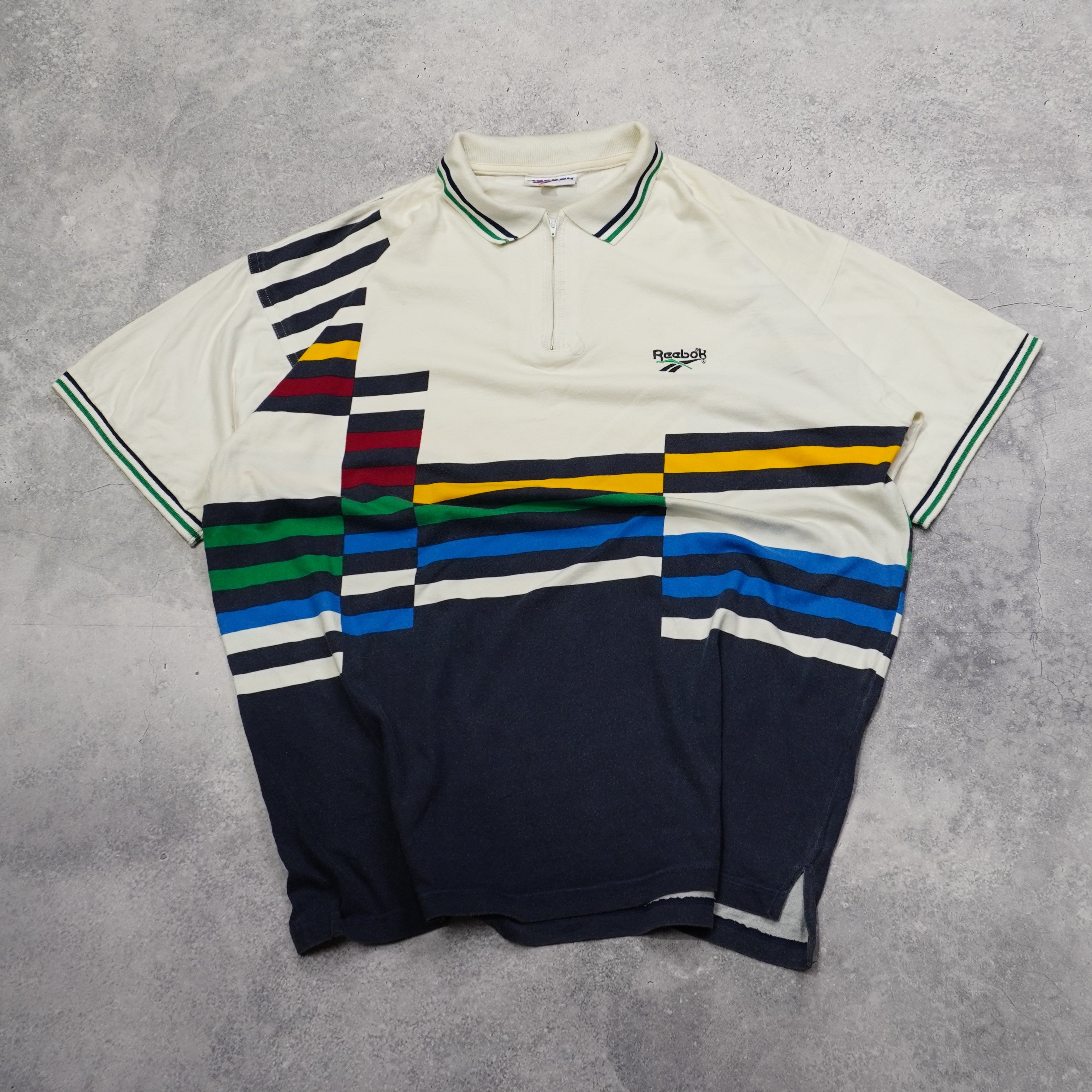 90s Reebok Graphic Striped Polo