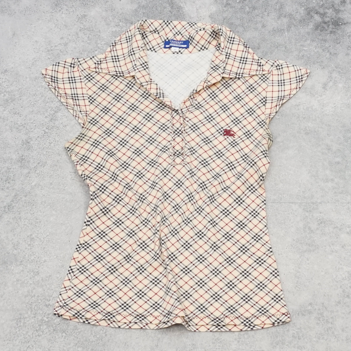 2000s Burberry London Blue Label Nova Check Cap Sleeve Top