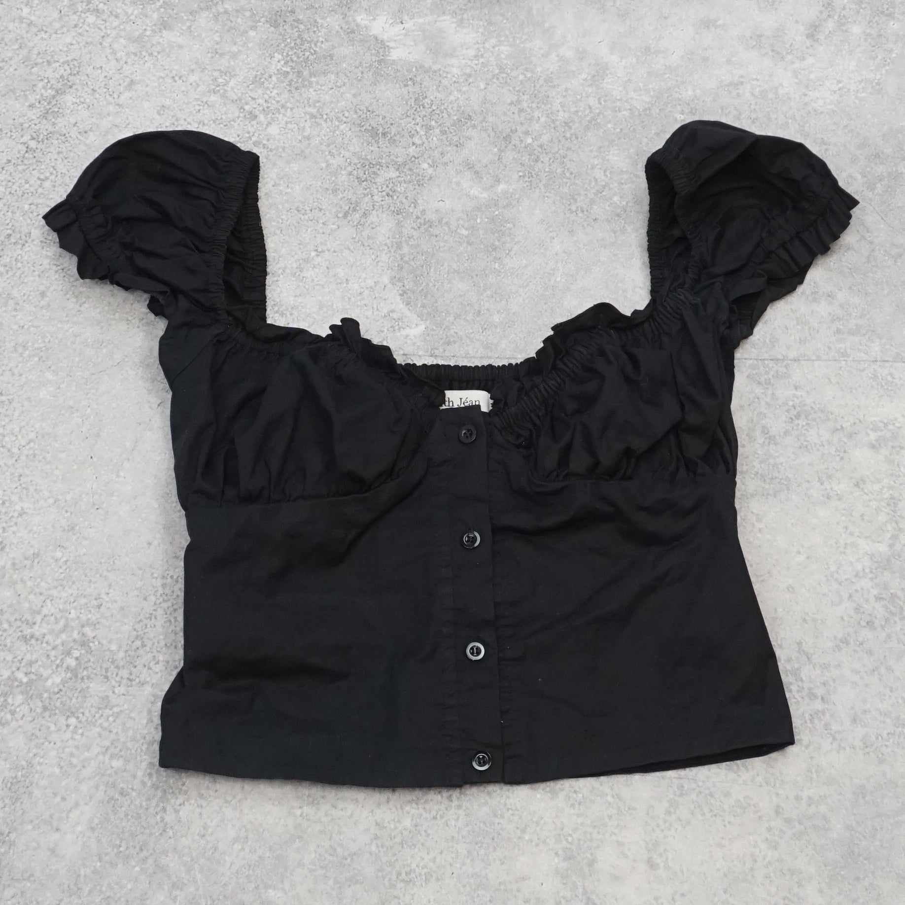 With Jean Short Puff Sleeve Top