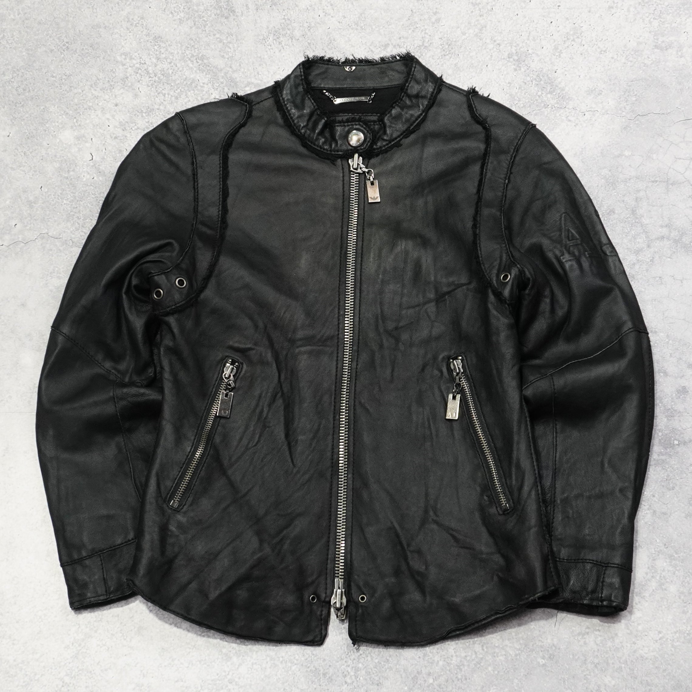 2000s Armani Jeans Embossed Leather Jacket