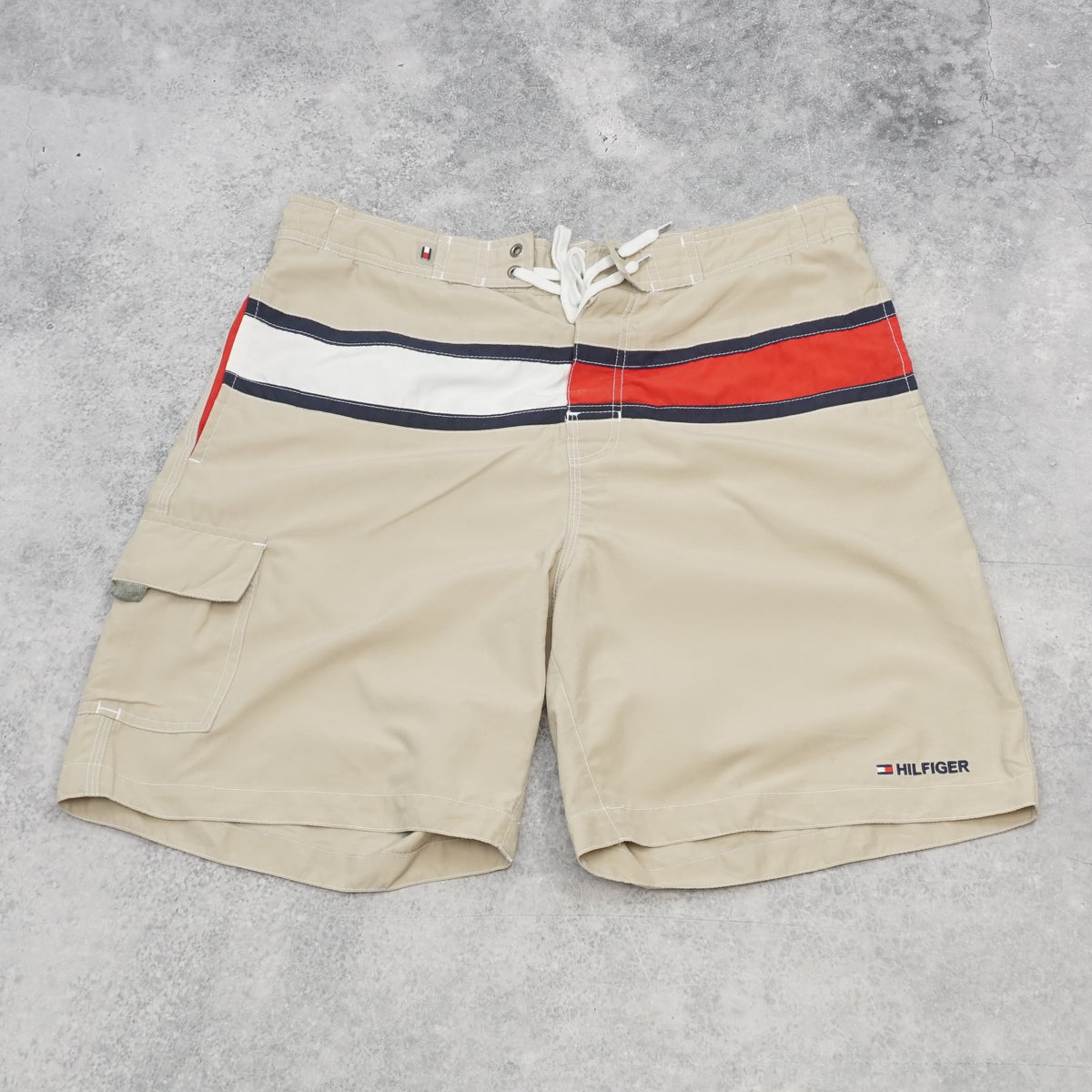 2000s Tommy Hilfiger Flag Stripe Swim Board Shorts