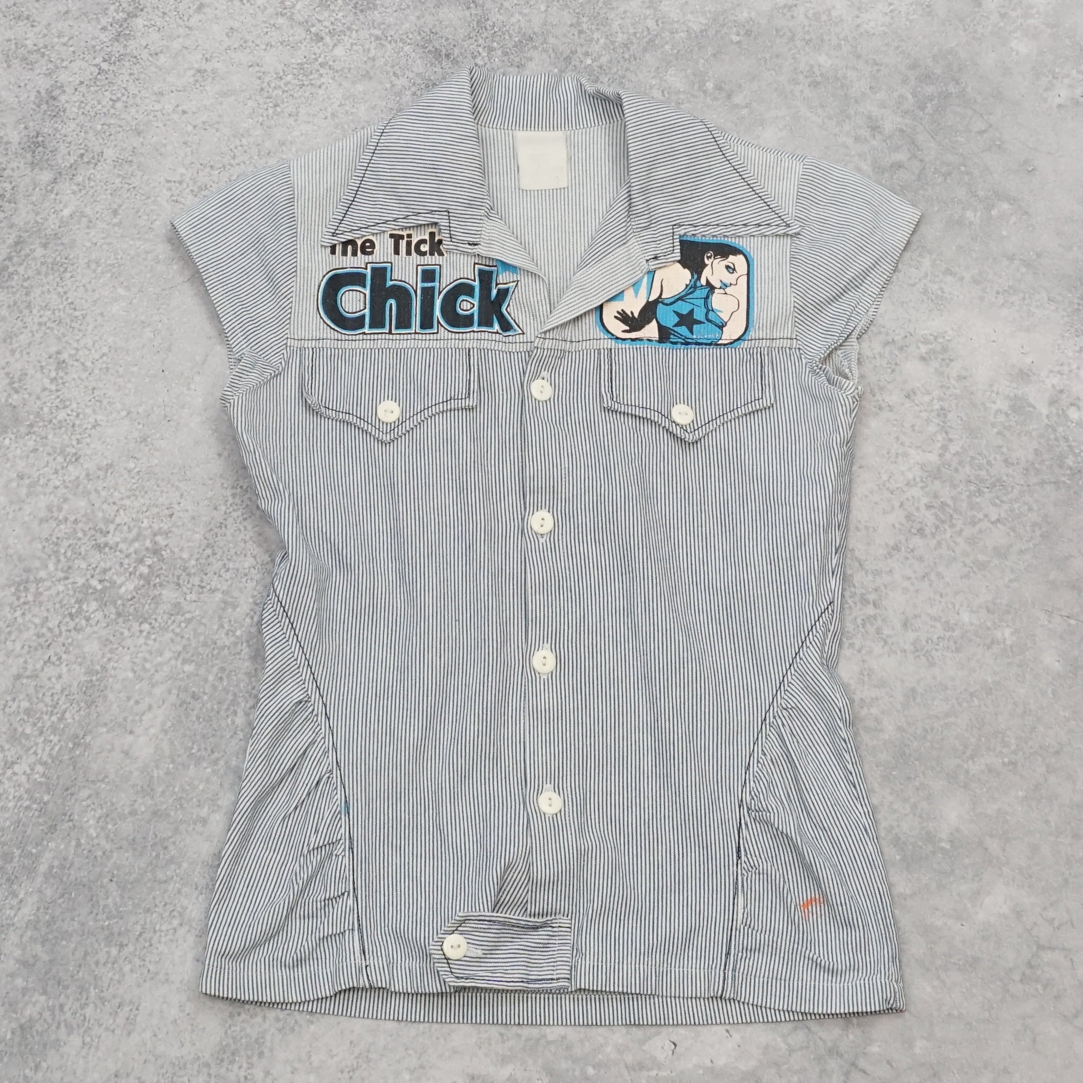2000s Graphic Striped Shirt